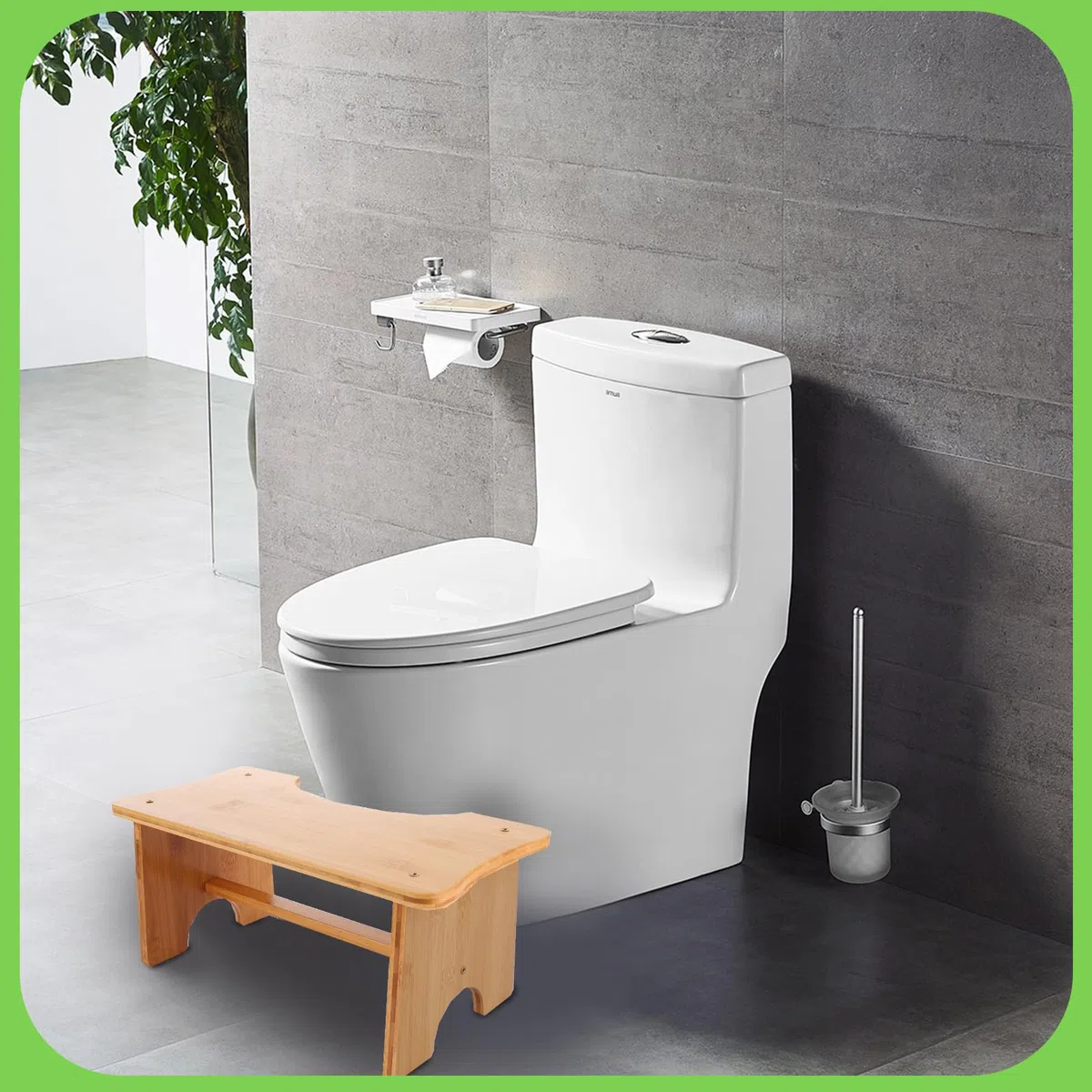 ASelected Toilettenhocker Kackhocker 30 x 19 x 17 cm Toilettenfußpedal aus Holz Squatty Potty Tragbarer Kurzer Hocker (Holzfarbe)