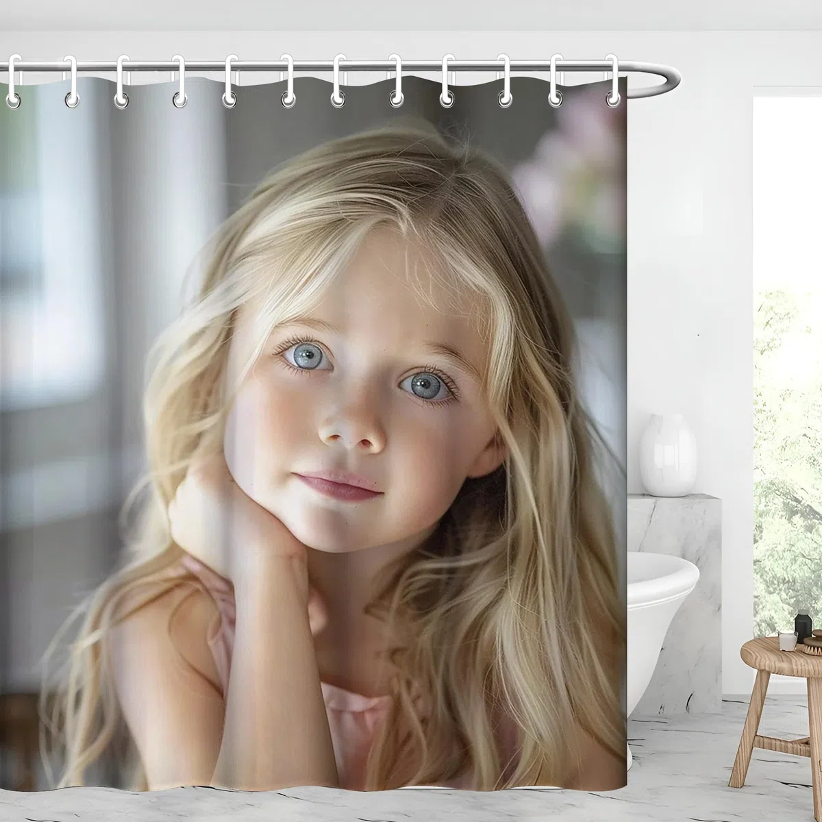 Personalisierter Duschvorhang mit eigenem Foto, HD-Druck auf Polyester, spritzwassergeschützt, personalisierte Badezimmer-Deko & Geschenkidee