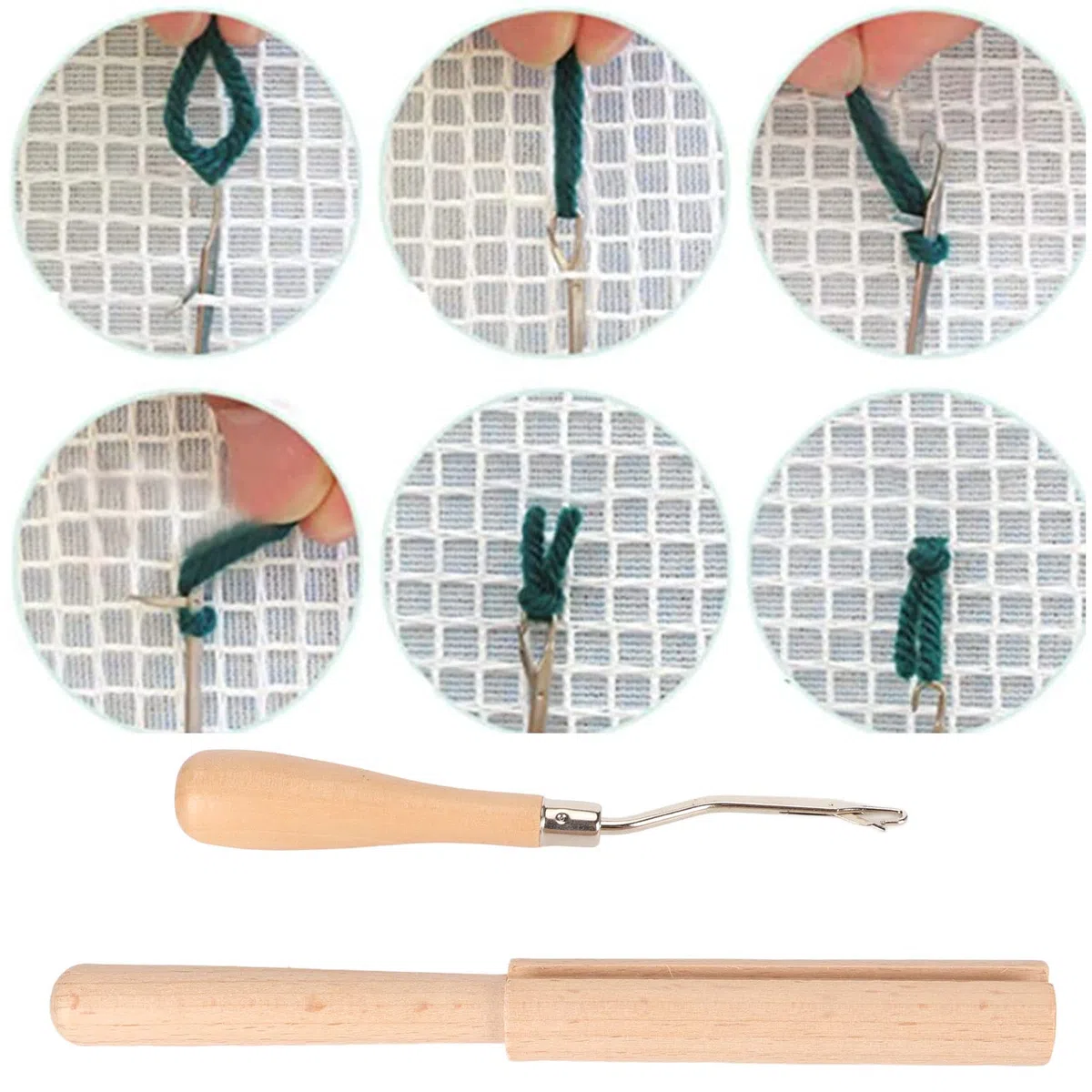 Strickwerkzeuge Zubehör mit Fadenschneider für -Handwerk, Gebogenes Holzhäkeln für -Handwerk, Stricken, Häkelnadel