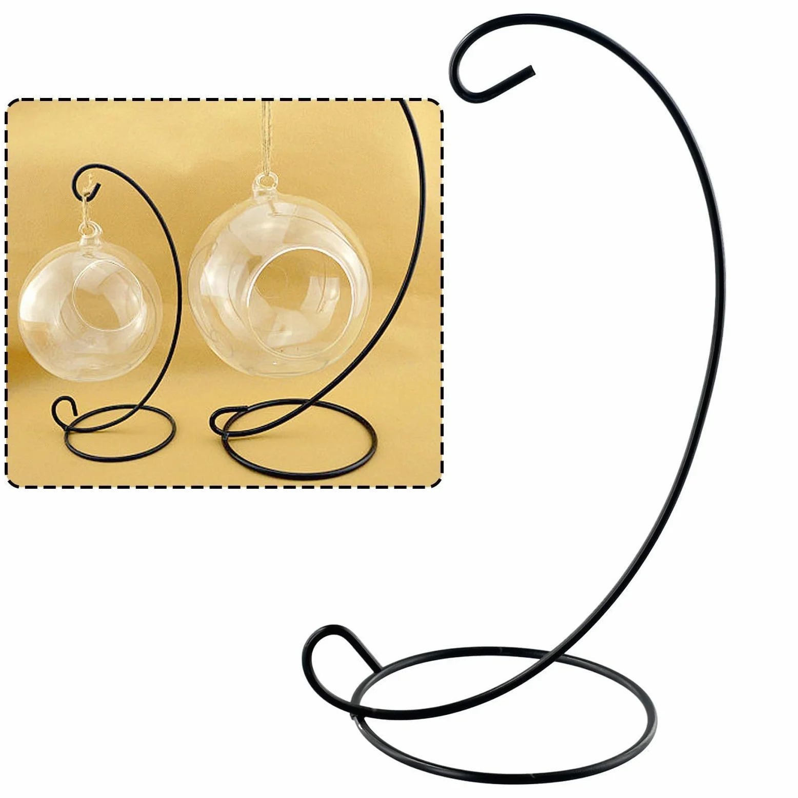 Ornament Ausstellungsstand Halter Glaskugel 10 Stück Ornament Ständer Hängende Glasball Präsentations Ständer Metall Halter Eisen Haken Halters Rack für Hochzeit Handwerk Weihnachten Dekor