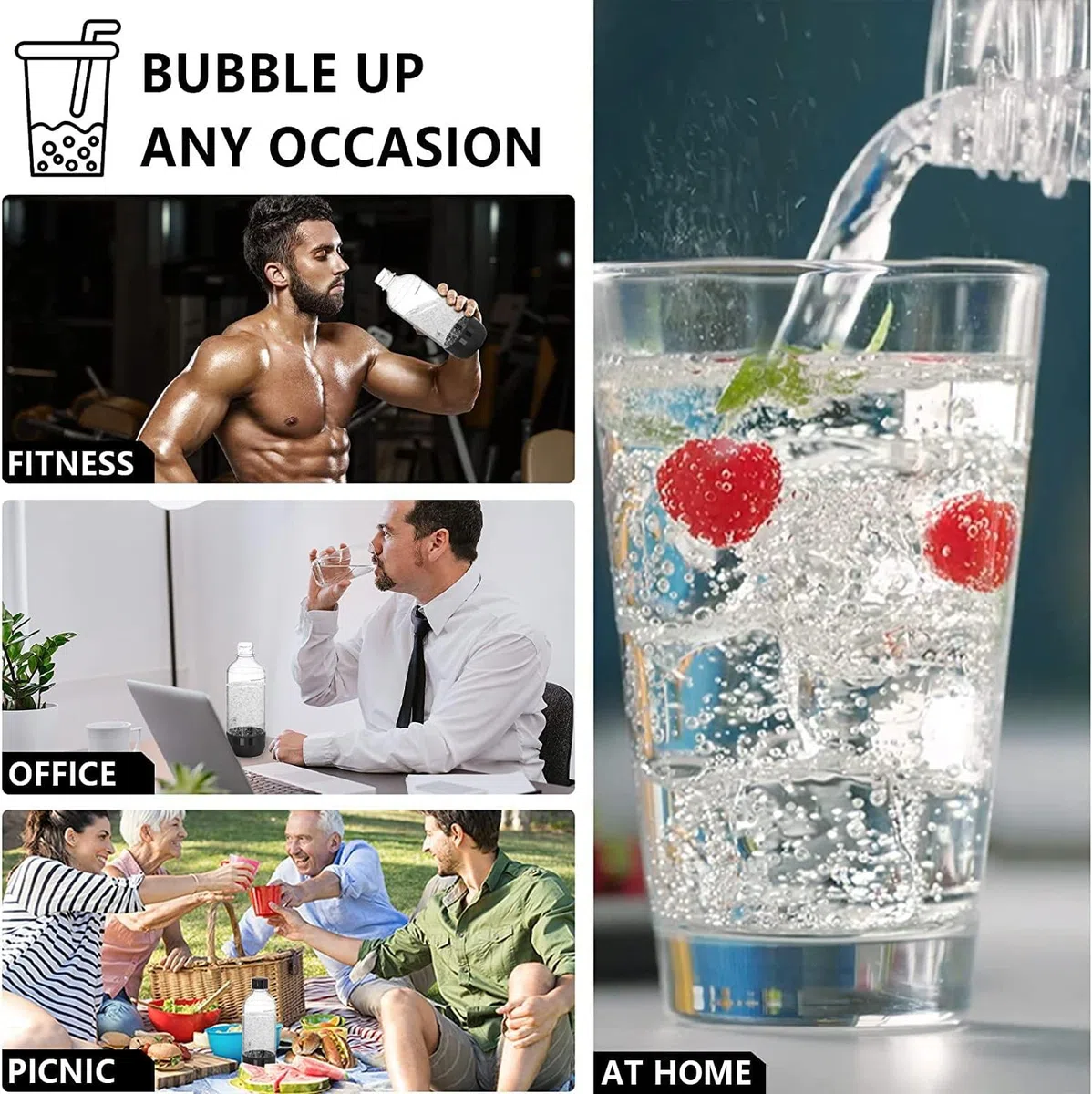 Mycket Soda Maker Flaschen, 2 x 1L Carbonating Bottles, BPA-frei Kohlensäureflaschen, Wiederverwendbare PET-Sprudelwasserflaschen, Ersatzflaschen für Soda-Maschine, Schwarz+Weiß