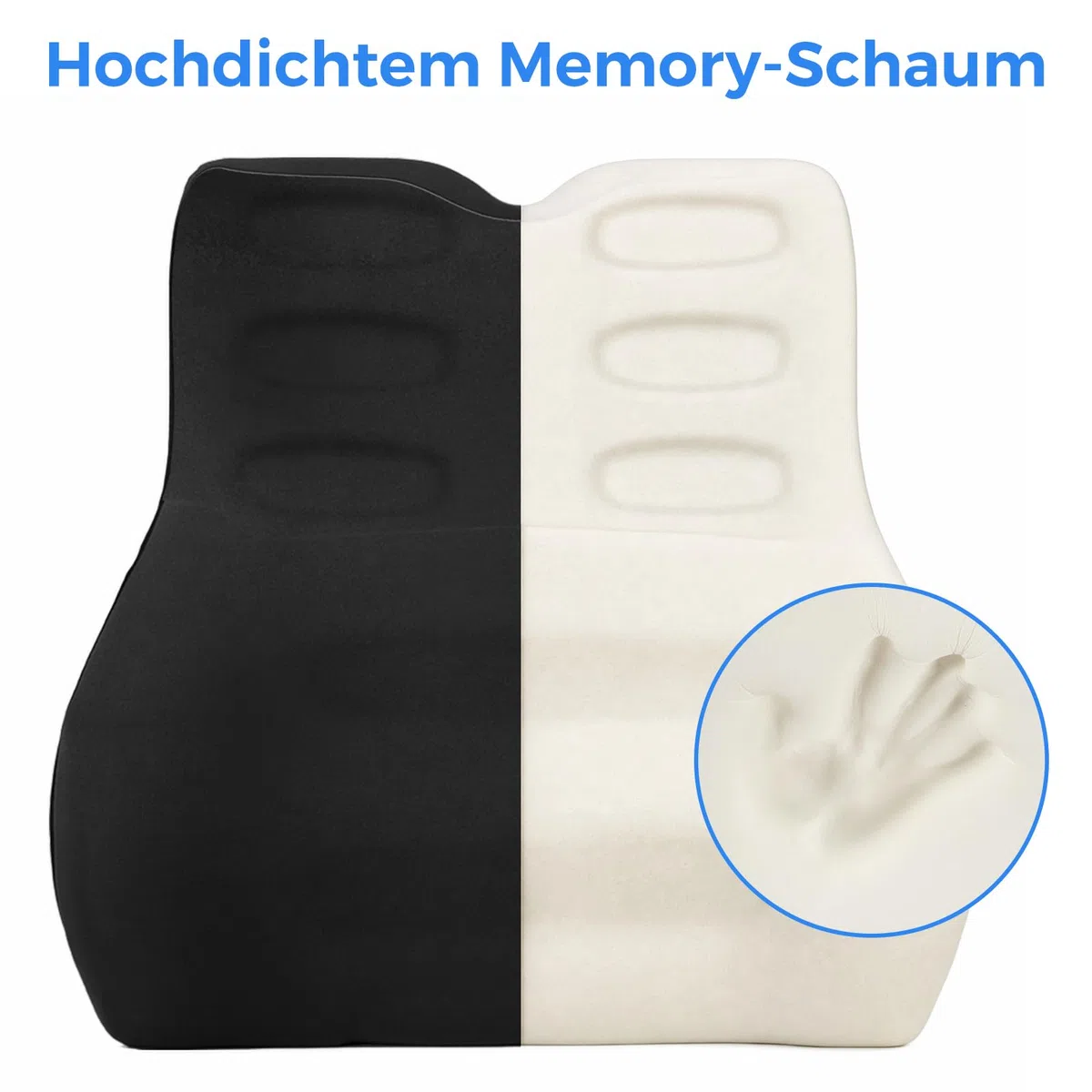 Lendenwirbelkissen Ergonomisch, Rückenkissen für Auto, Büro und Zuhause, Lendenkissen mit Memory Foam und Atmungsaktiver Hülle, Lordosenstütze zur Schmerzlinderung, Schwarz