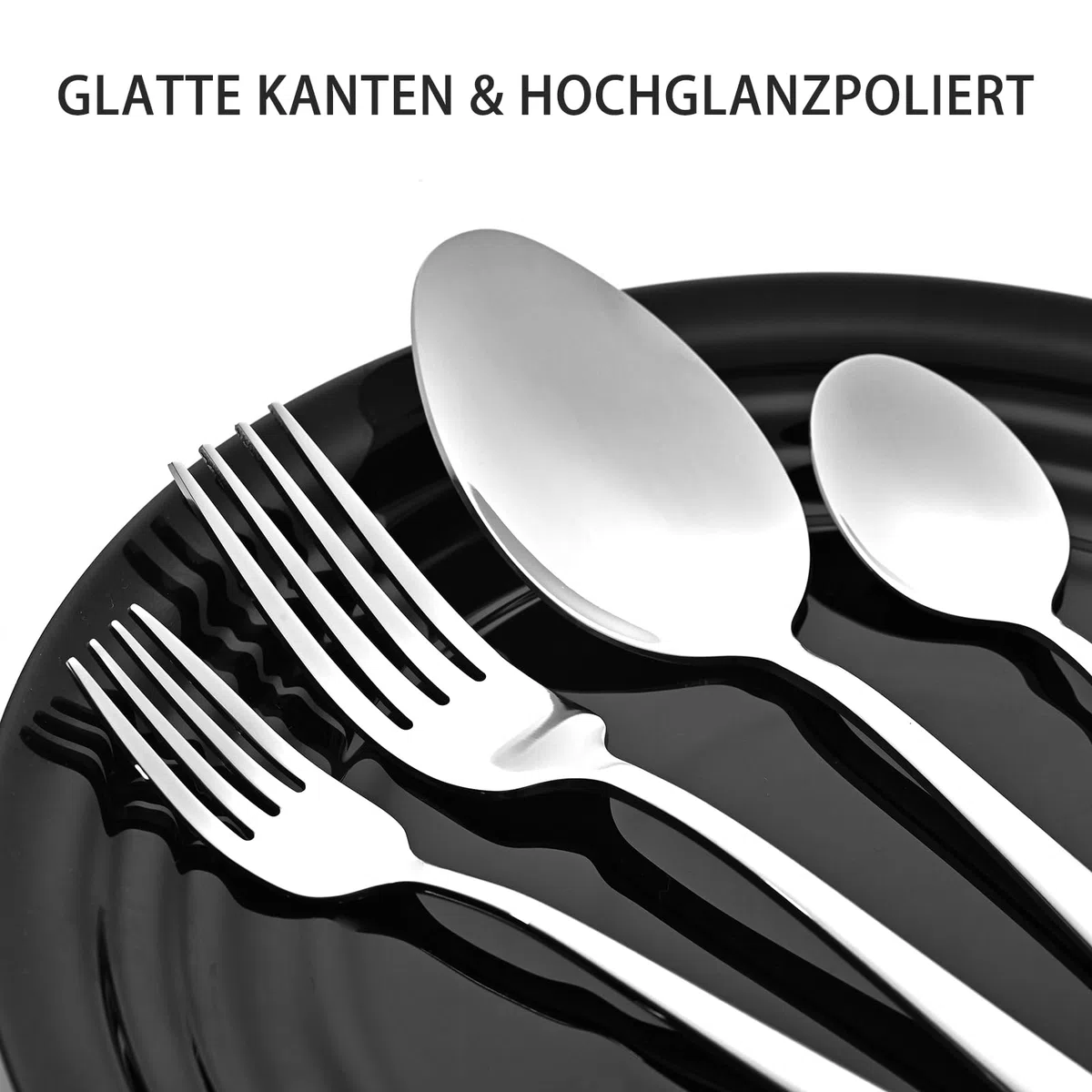 Otto Koning Leipzig, Besteck Set 8 Personen, Essbesteck Set 32 teilig, Besteck Edelstahl, Hochglanzpoliert, Dicke 3 mm. Modernem und Schlichtem Design