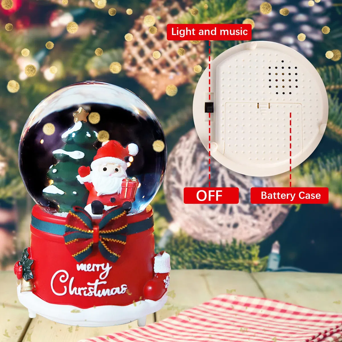 Weihnachten Schneekugel Laterne Musical, Schneekugeln Weihnachten mit Musik, Glitter Schneeflocken Eiszapfen beleuchtet Santa Claus dekorative Laterne
