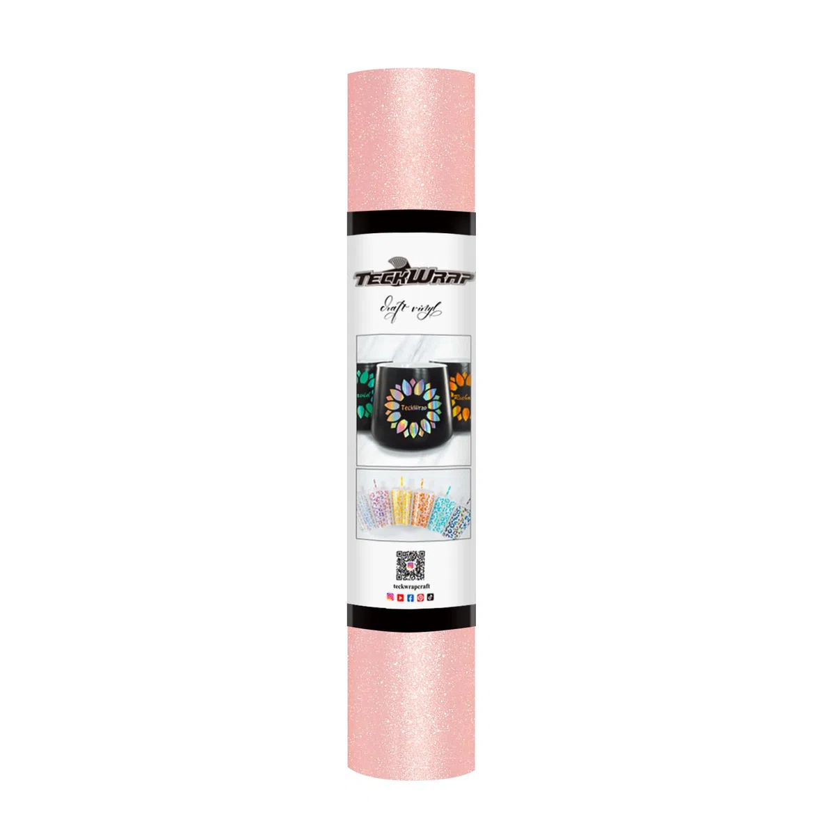 TECKWRAP Schimmerndes Vinyl-Glitzer-Klebeband, Vinyl, 0,3 x 1,5 m, Roségold