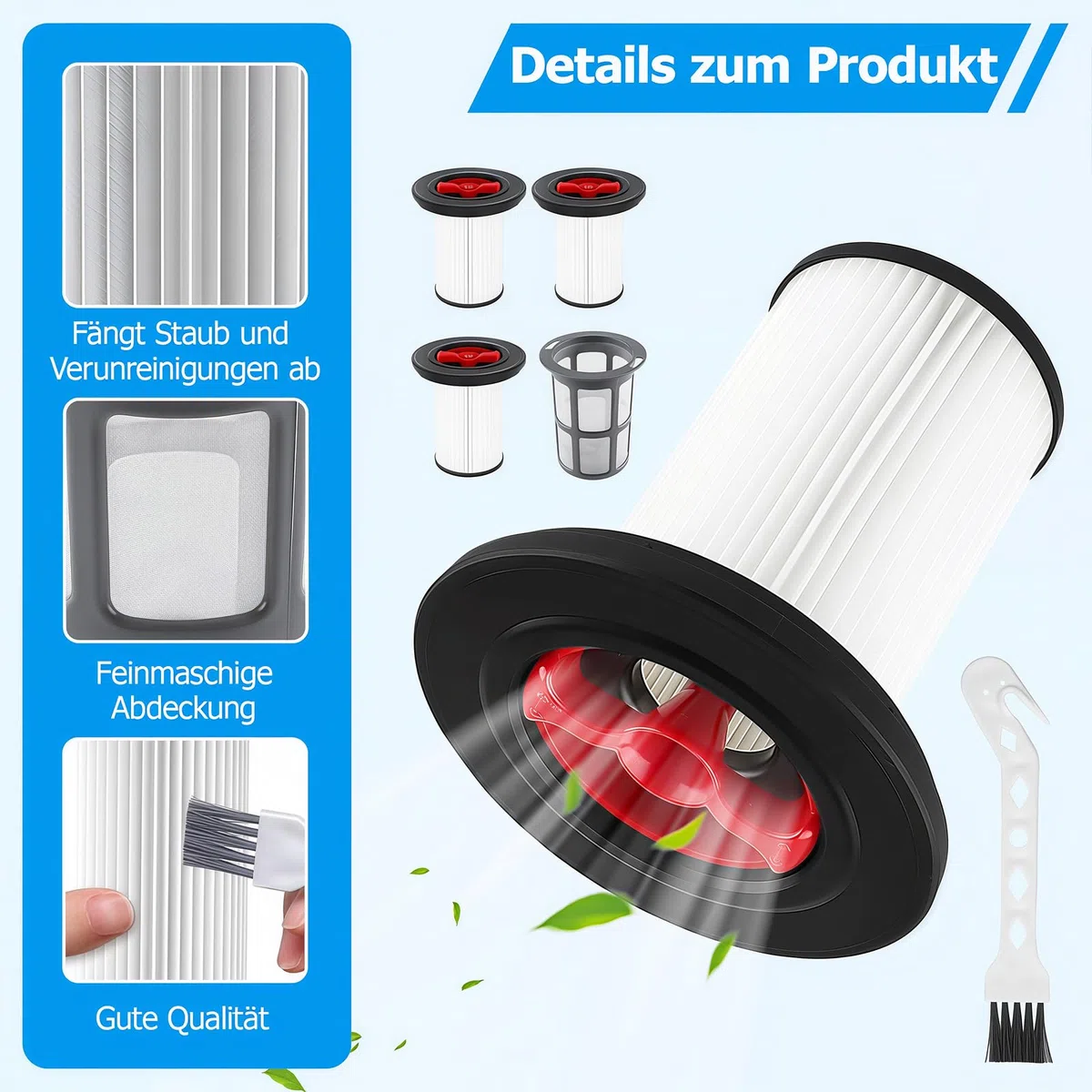 3 Stück Ersatzfilter kompatibel mit Bosch Unlimited Gen2 Serie 8 Staubsauger Set, HEPA Filter kompatibel mit Bosch 12036642,12023349, mit 1 Stück Filterabdeckung und 1 Reinigungsbürste