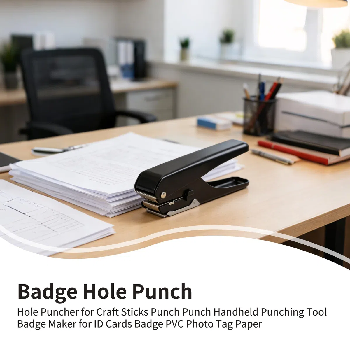 Abzeichen Loch Punch, Loch Puncher für Craft Sticks Punch Punch Handheld Stanzen Werkzeug Abzeichenmacher für ID-Karten Abzeichen PVC Foto Tag Papier