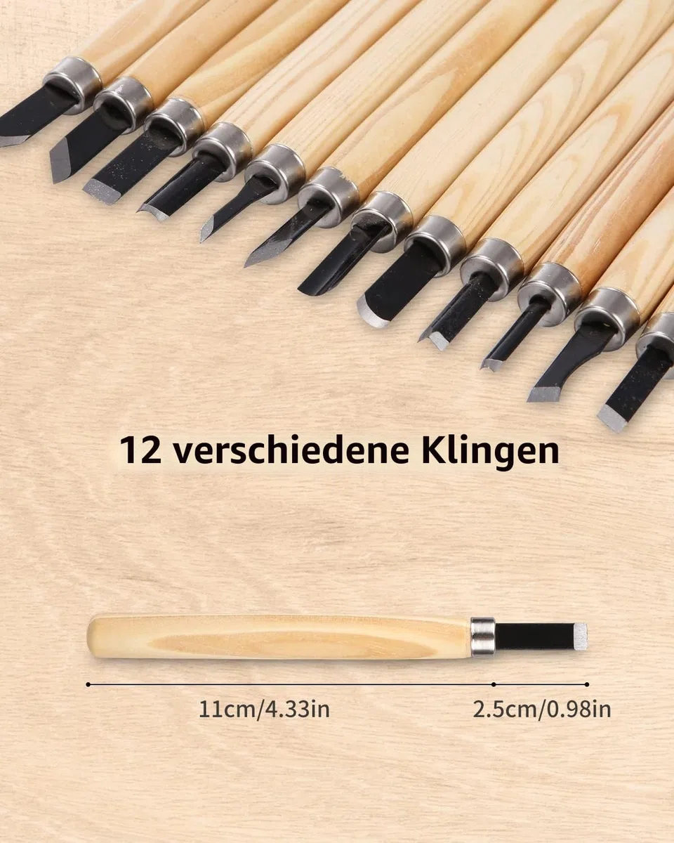 Holz Schnitzwerkzeug Set, 22 Stücke Schnitzwerkzeug Für Holz, Holzschnitzerei Messer Werkzeuge Ideales Schnitzmesser Set FüR Anfänger Und, DIY Schnitzset Mit Handschuhe.
