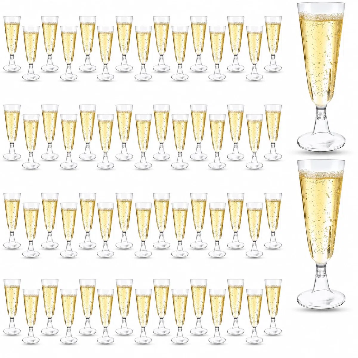 lafo 60 Stück Sektgläser Plastik Mehrweg - 160ml Champagnergläser aus Kunststoff, Klare Hochzeit Sektgläser, Wiederverwendbare Partygläser für Hochzeit, Geburtstag, Oktoberfest