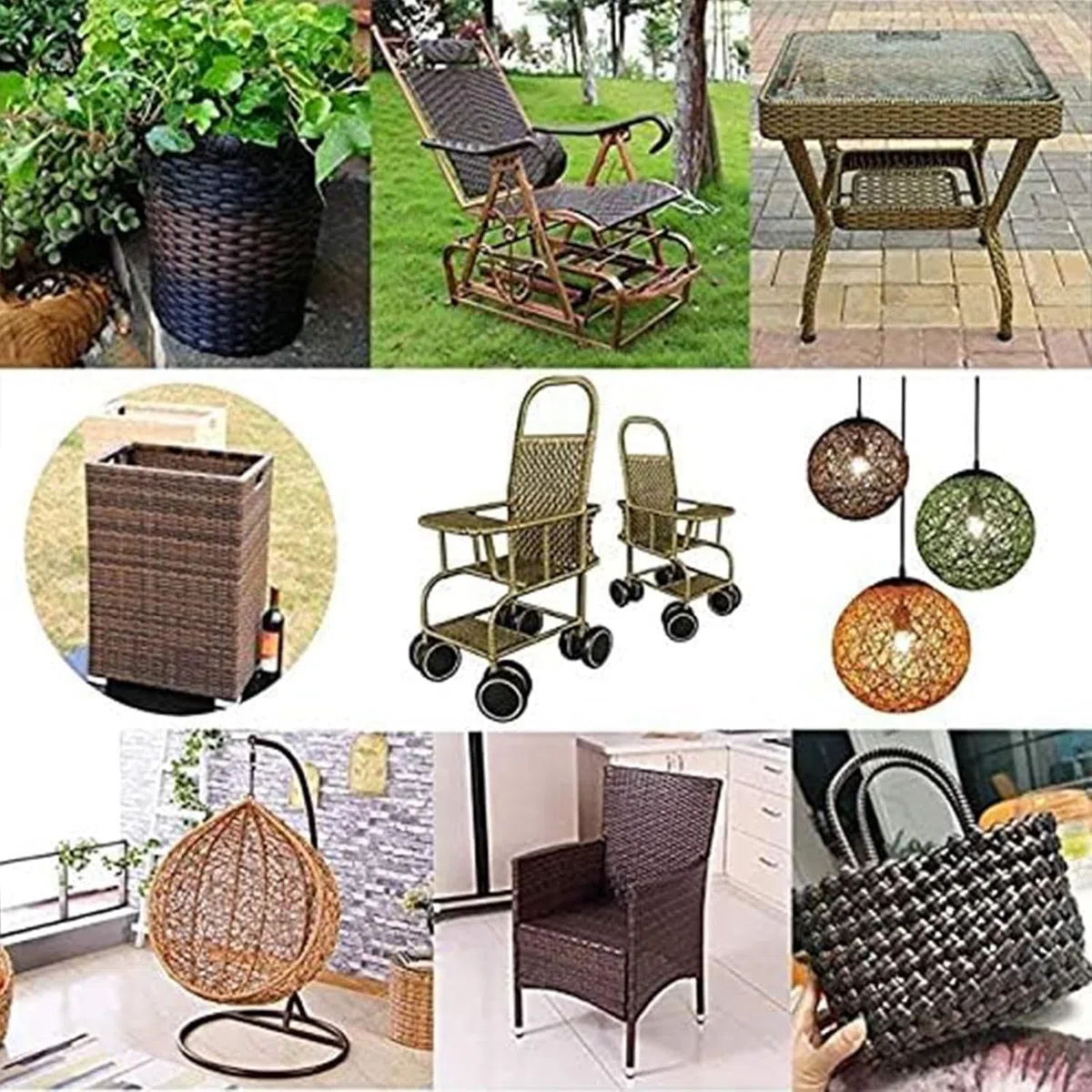 Rattan-Reparatursets für Rattanmöbel, Rattan-Gartenmöbel-Zubehör, Rattan-Stühle, Rattan-Gartenstühle, Poly-Rattan-Kunststoff, Poly-Rattan-Reparatur,(A,65m)