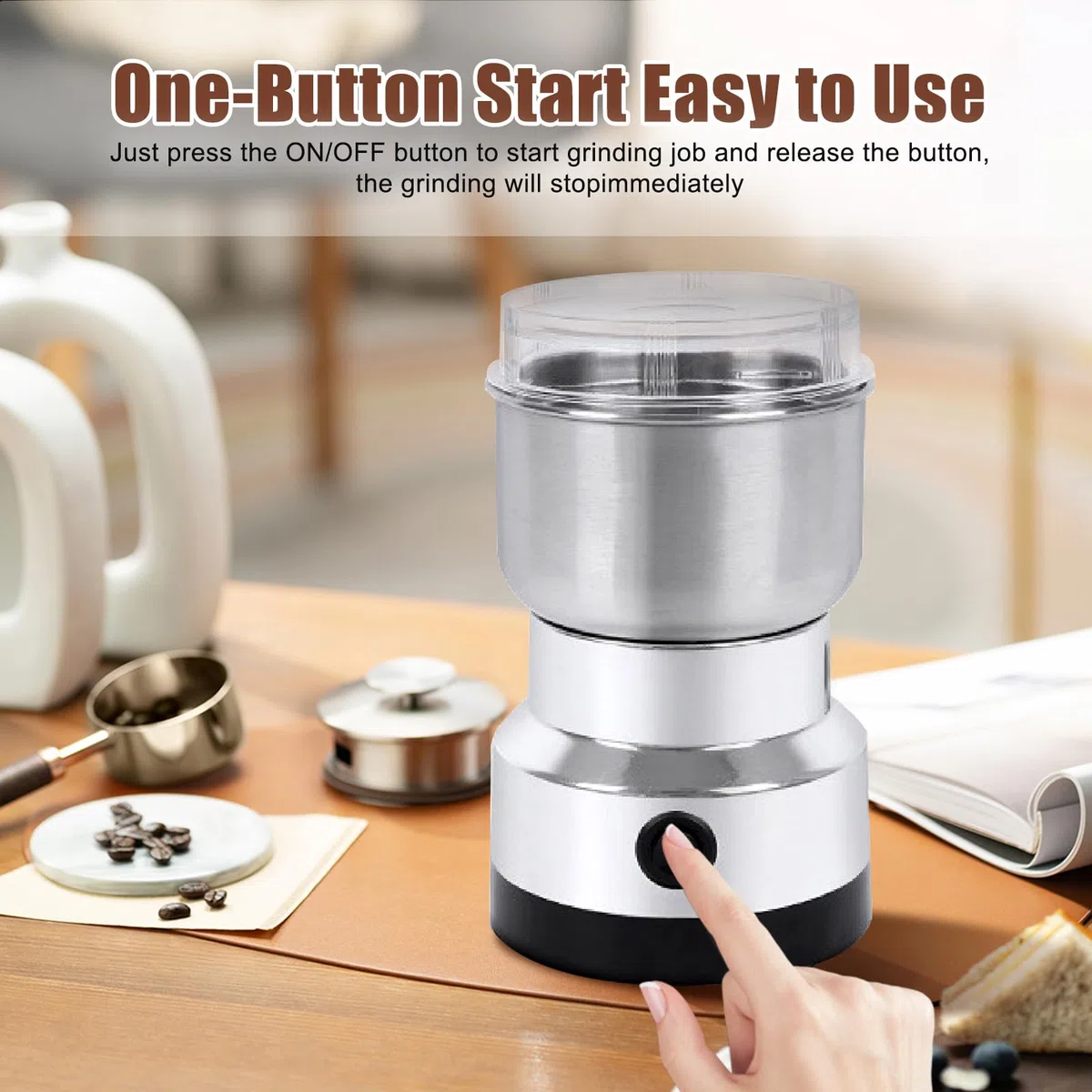 Elektrische Getreidemühle Gewürz Superfine Mühle Smash Maschine Elektrische Mühle Mini Mühle Trichter Küchenmaschine für Getreidenüsse Würzen Kaffeebohnen Getreide Reis 300g