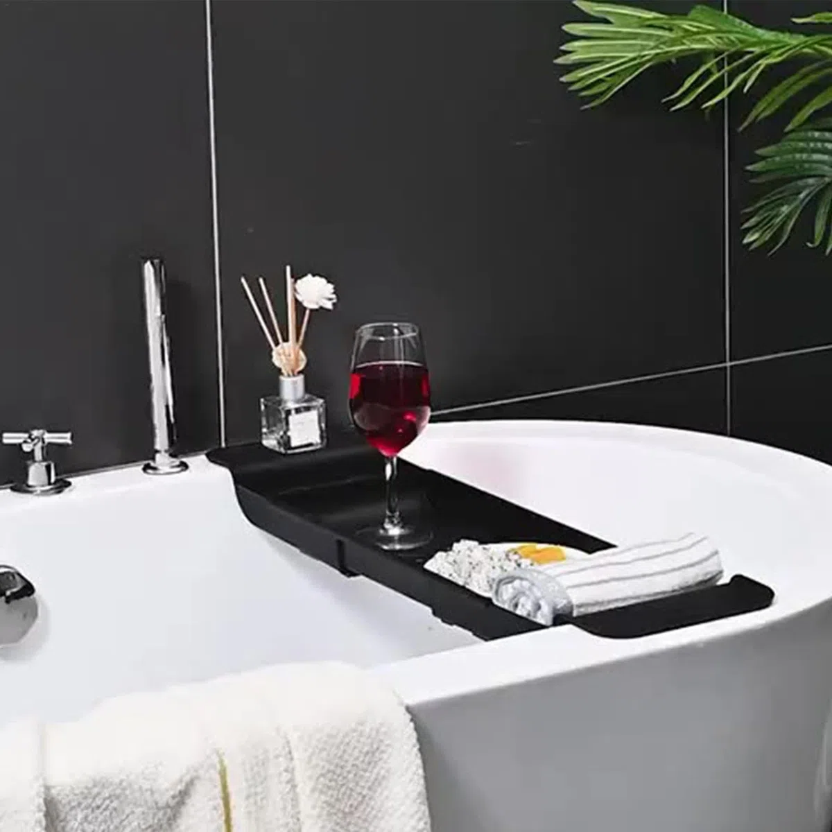 Badewannen Caddy Tablett, Wannentablett Kunststoff Badewannenablage Ausziehbar (55–78 cm), Badewannenablage Kunststoff, Badewannen Organizer Für Weinglas Buch Telefon Seife Kerze Handtüchern