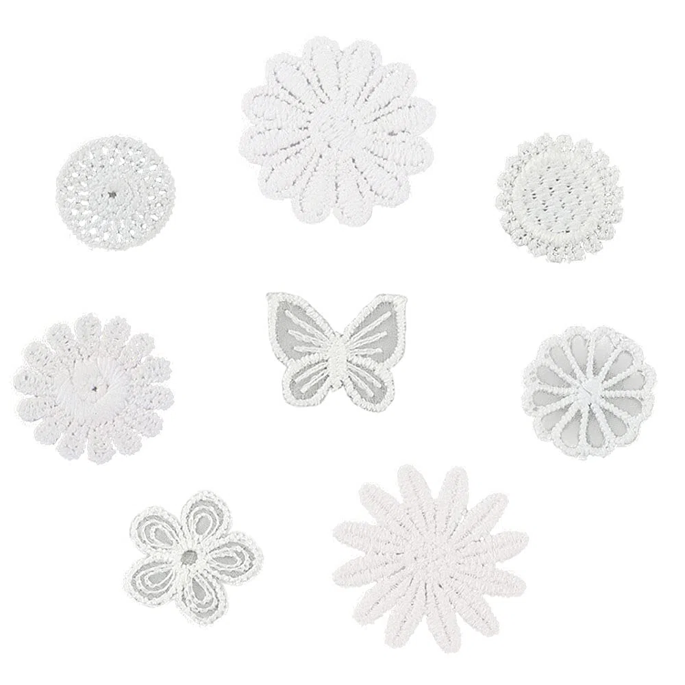 Pamts Bestickter Aufnäher 40 Stück Sew On Patchesapplikationen für Stoffe Dekorative Patch Applikationen Patch weiß für DIY Handwerk Dekorationen