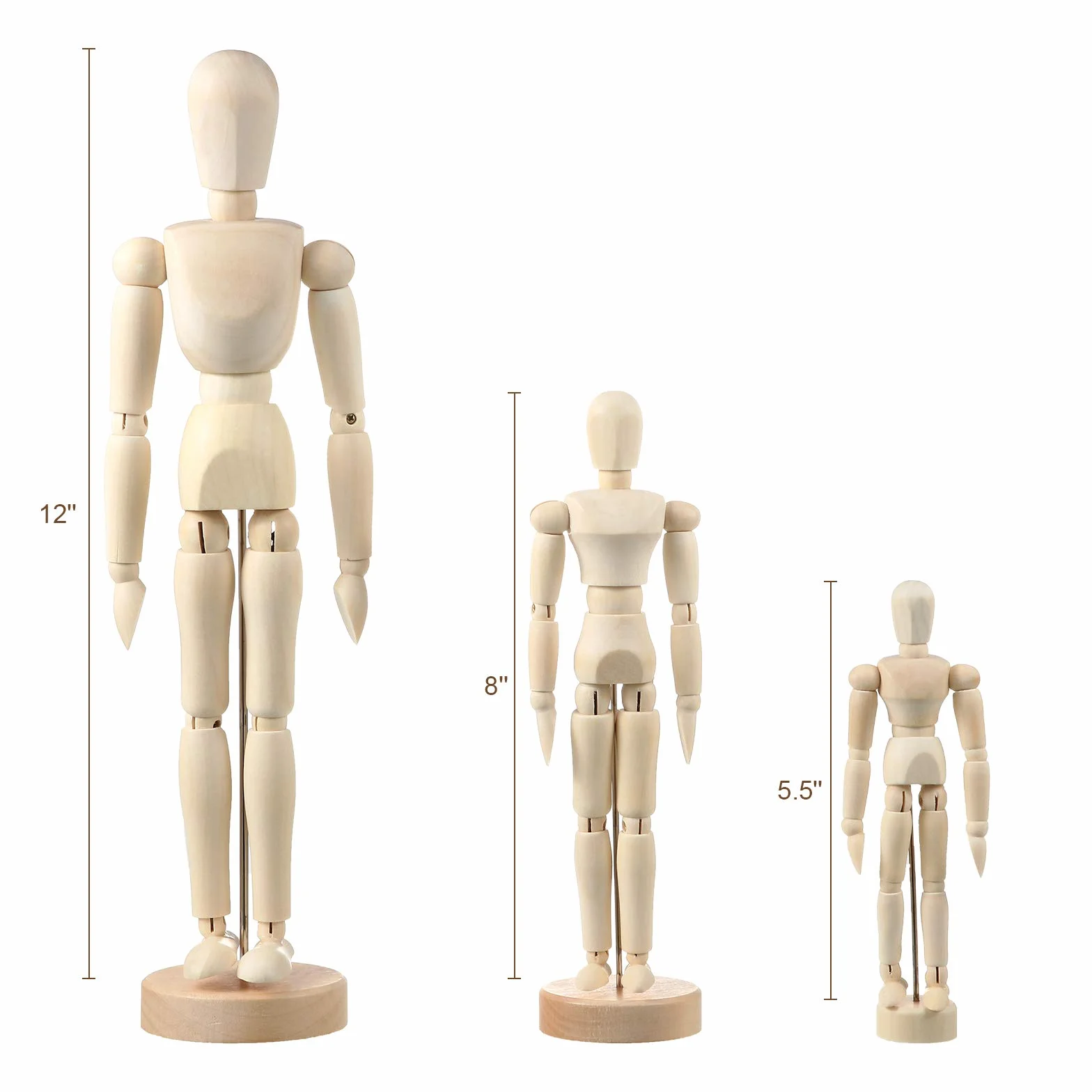 3 Stücke Künstler Gliederpuppe Modell Bewegliche Holz Männchen Holz Zeichnung Gegliederte Gliederpuppe mit Ständer für Heim Dekoration