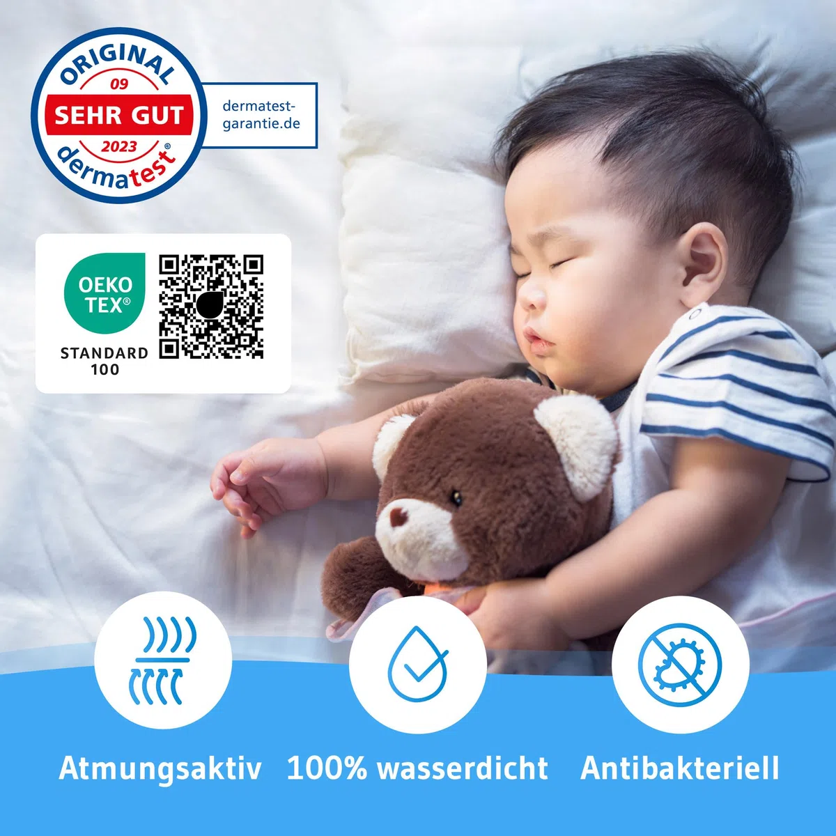 Matratzenschoner 90 x 200 wasserdicht und atmungsaktiv, Inkontinenzunterlage waschbar 90x200, Optimaler Nässeschutz, Hygienischer Anti-milben Matratzen-bezug, Schimmelresistente Matratzenauflage
