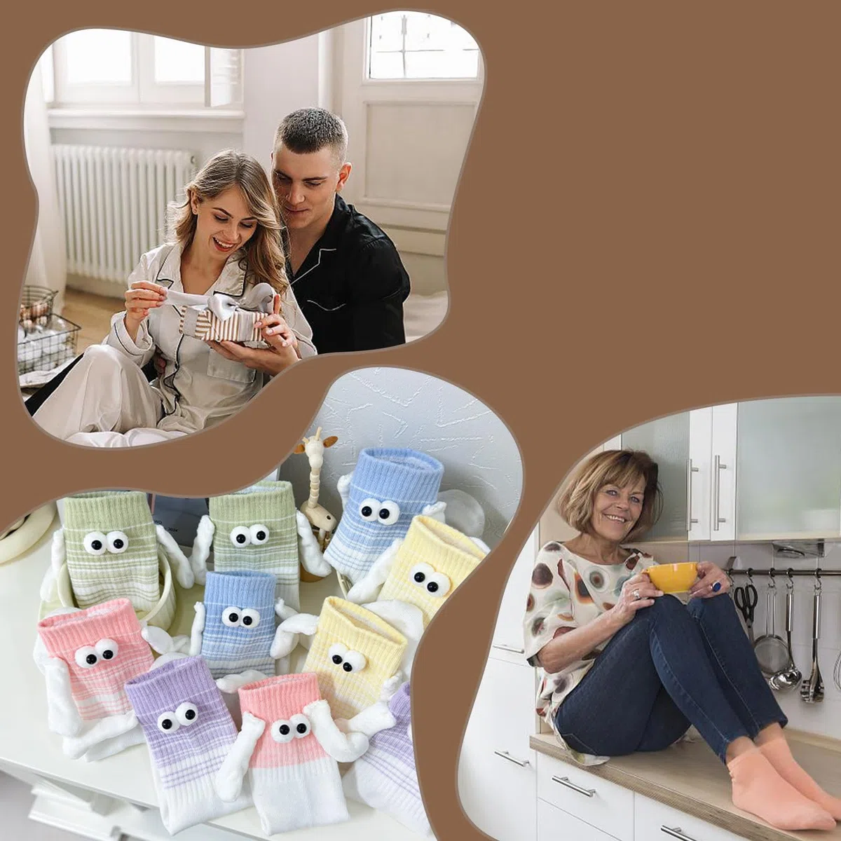 3 Paar Lustige Socken Mit Magnetischen Händen, Socken Magnetische Hände Gute Geschenke für Familie Freunde und Kollegen Geeignet für Valentinstag, Geburtstagsfeier, Kleidung Party