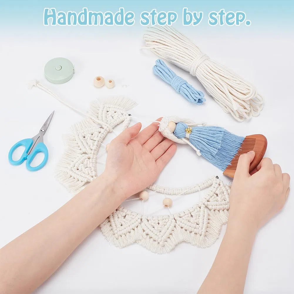 WEBEEDY DIY Makramee Mondpuppen Set Handgefertigte Makramee Mondpuppen Dekoration Mit Schritt Für Schritt Videoanleitung Für Anfänger Und Erwachsene Mondpuppen Wandanhänger Für Zuhause Oder Zimmer