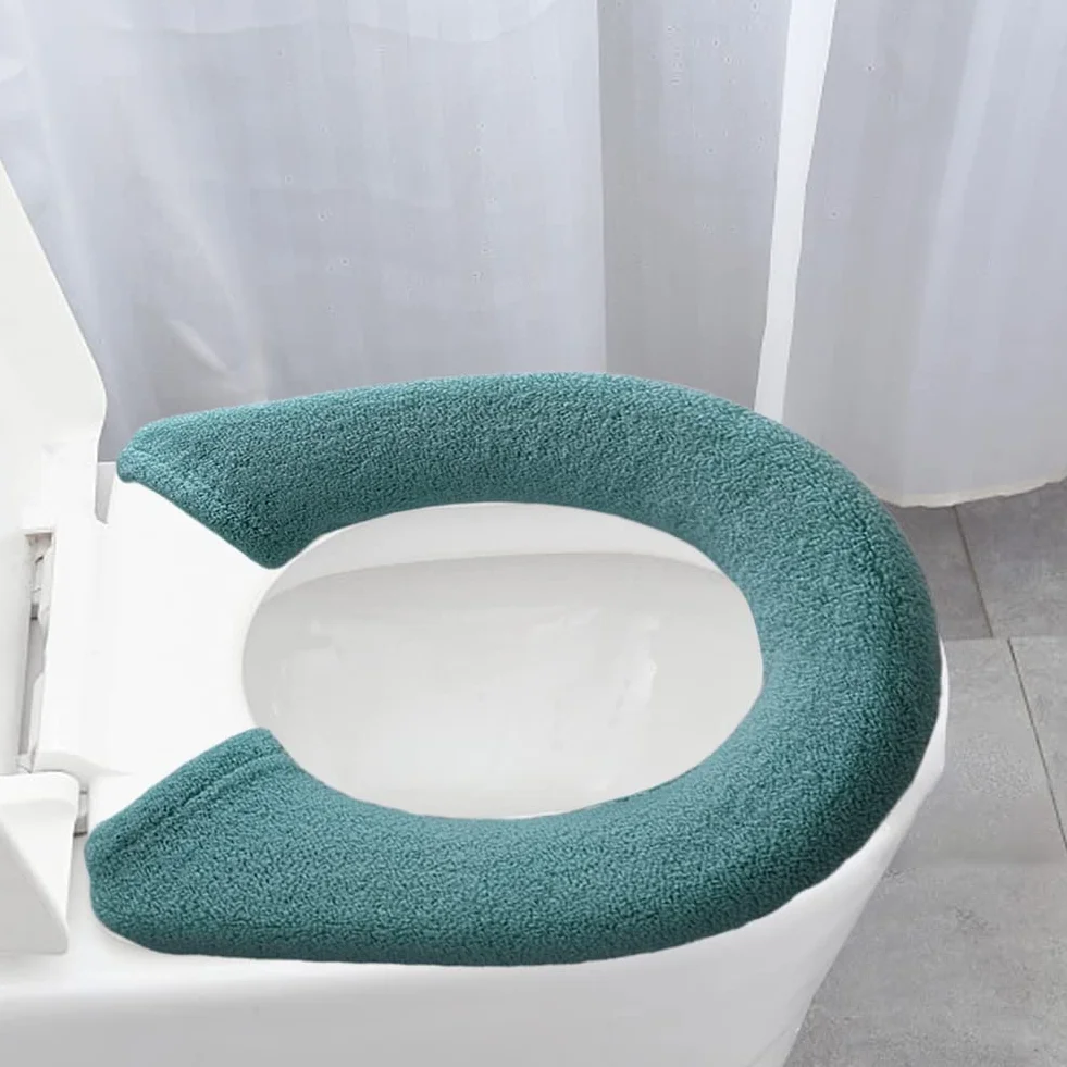 Gukasxi 3 Stück WC Sitz Pad, Toilettensitzbezug Warm, Toilet Seat Cover, Schaltfläche Stil 3 Farbe, WC-Sitzbezüge, Waschbar weich Dicker, für Die Meisten O-U-Toiletten