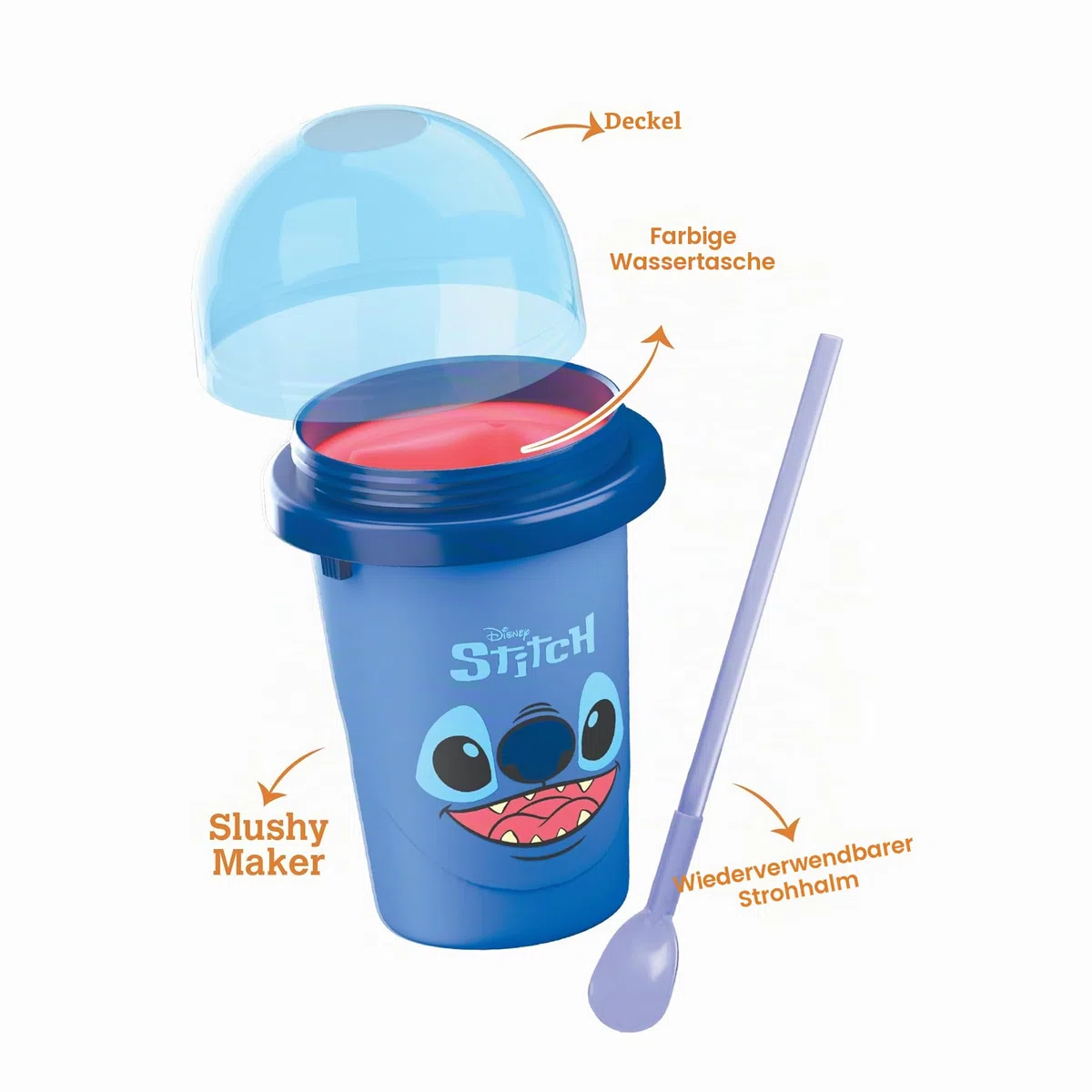 ChillFactor 08258 Disney Wiederverwendbare Squeeze Cup Maker mit Stitch Character Design, hausgemachte Slushies, Blau
