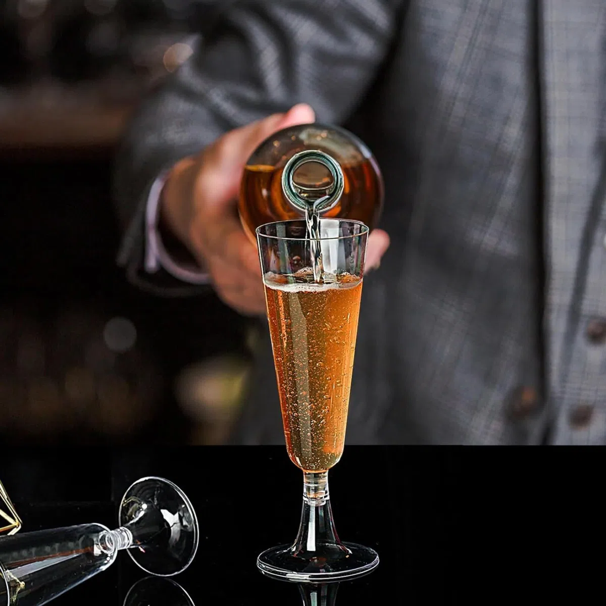 lafo 60 Stück Sektgläser Plastik Mehrweg - 160ml Champagnergläser aus Kunststoff, Klare Hochzeit Sektgläser, Wiederverwendbare Partygläser für Hochzeit, Geburtstag, Oktoberfest