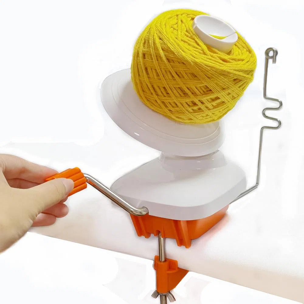 Garnkugelwickler, praktischer Kugelwickler für Garn, mit Metallgriff und Tischklemme, stabil, mit Pompom-Maker in 4 Größen + 1 Schere, AB200-5