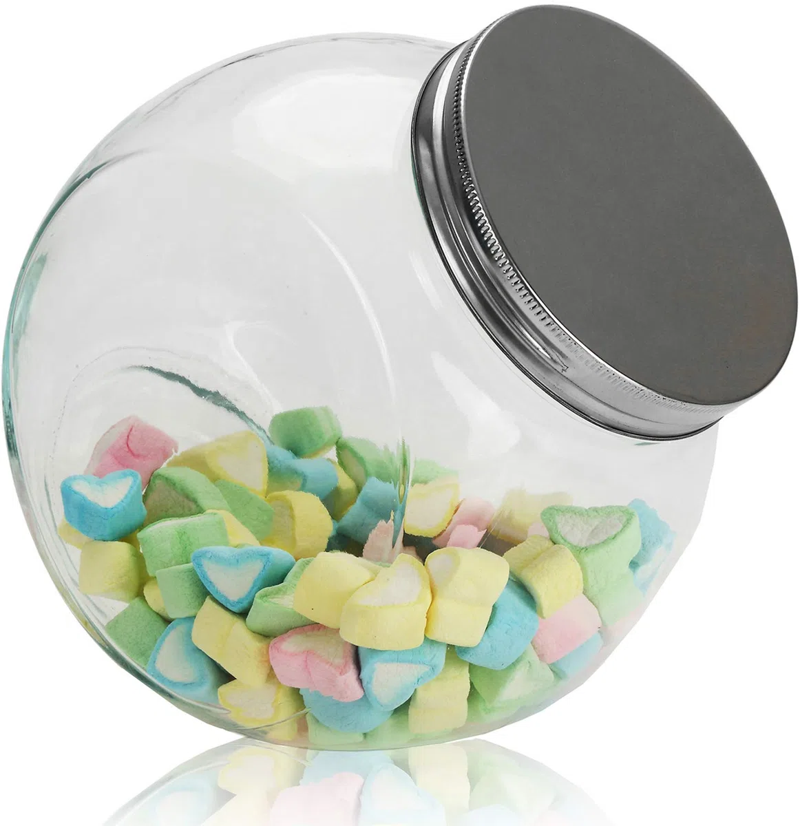 WUWEOT 4 Liter Bonbonglas mit Schraubdeckel Groß Bonboniere Vorratsglas Vorratsdose Keksdose Keksglas Rund mit Deckel Dekoglas Platzsparende und Übersichtliche Lagerung Transparent