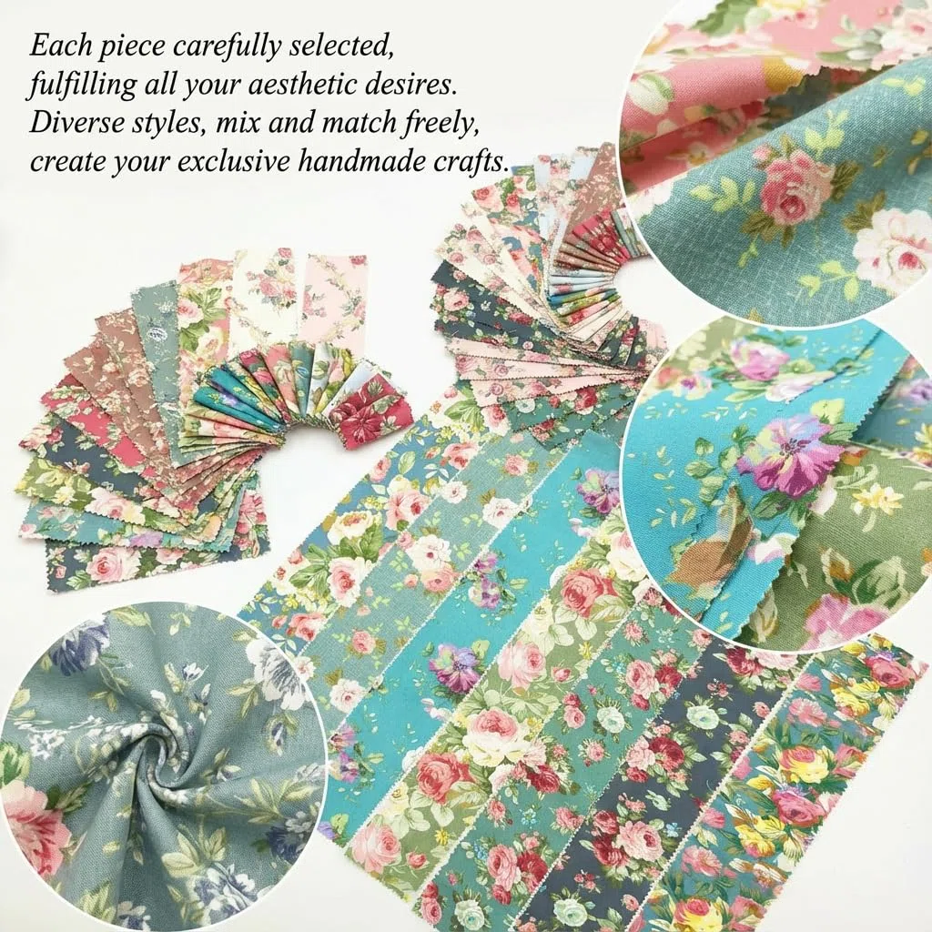 Stoffstreifen für Quilten, Nähzubehör, 6,6 cm, Baumwollstoff mit gewellten Kanten, Blumenrose, 42 Stück
