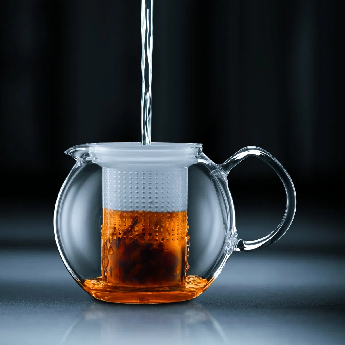 Bodum 1833-01 Teebereiter mit Glasgriff und farbigem Deckel, 1,5 L