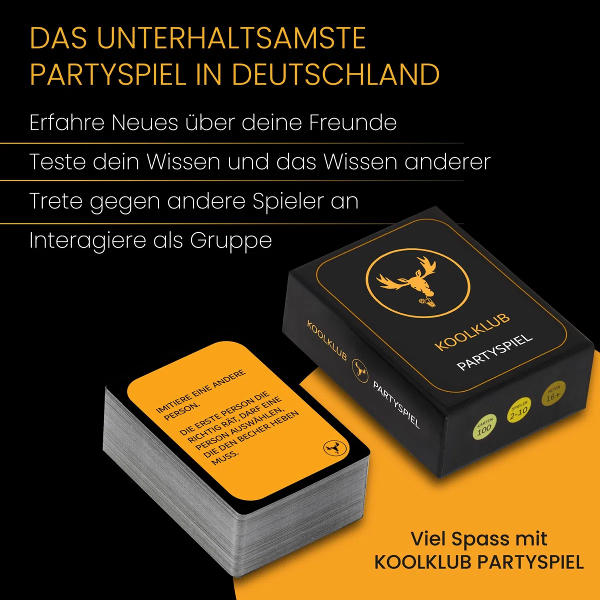 KOOLKLUB-PARTYSPIEL | Das unterhaltsamste Partyspiel in Deutschland | Kartenspiel Spieleabend Party Zubehör Gesellschaftsspiel | 100 Karten | Geschenk Junggesellenabschied Geburtstag Geschenkidee