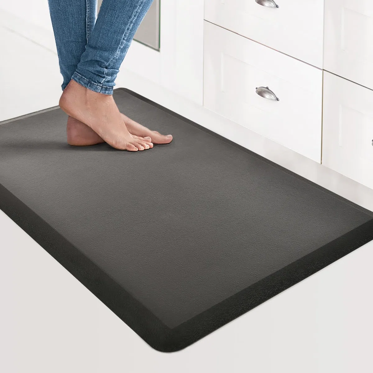 Art3d 1,2 cm Anti-Ermüdungsmatte Komfortmatte gepolsterte Küchenmatte rutschfestes Schaumstoff-Komfortkissen für Stehpult Büro oder Garageboden 71 x 44 cm Schwarz
