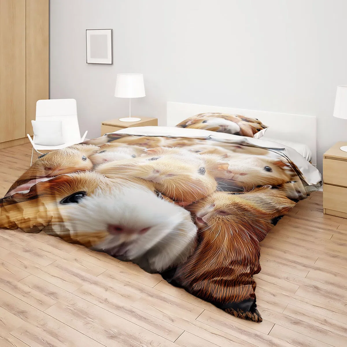 HommomH Kaninchen Motiv Bettwäsche Maße 135x200 cm Microfaser 2 teiliges Set enthält 1 Bettbezug und 1 Kissenbezug 80x80 cm für stylische Einzelbetten