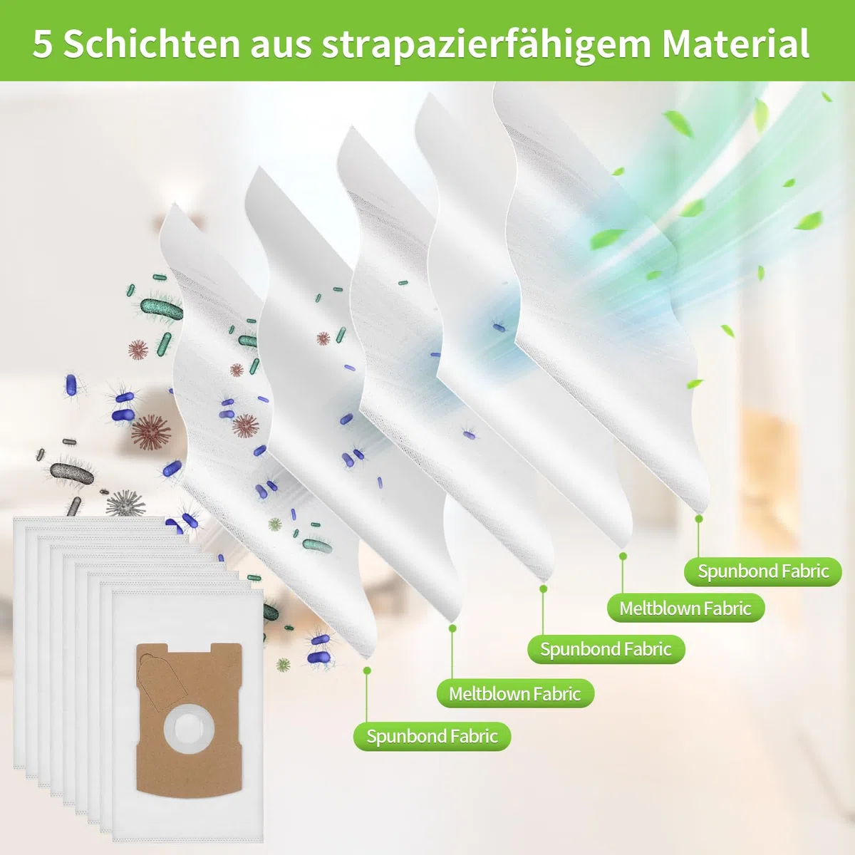 15 Stück Staubsaugerbeutel für Vorwerk Tiger VT 300, 260, 265, 270, ähnlich FP 260, Beutel kompatibel mit SWIRL V66 (fwk260 beutel-15pcs)