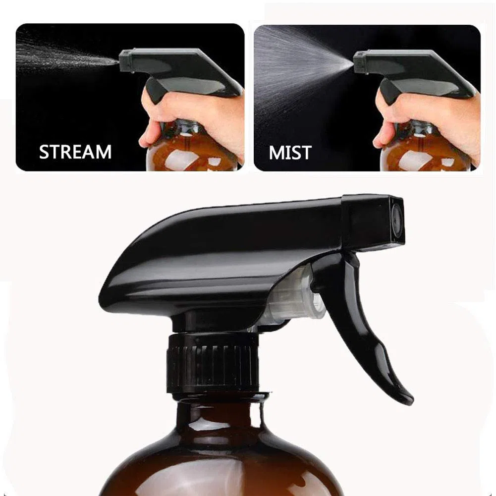 Braunglas Sprühflasche, Leere Sprühflasche Glasflasche mit Verstellbare Sprühkopf für Pflanzen Friseur Küche Reinigungsmittel (2 x 500ml)