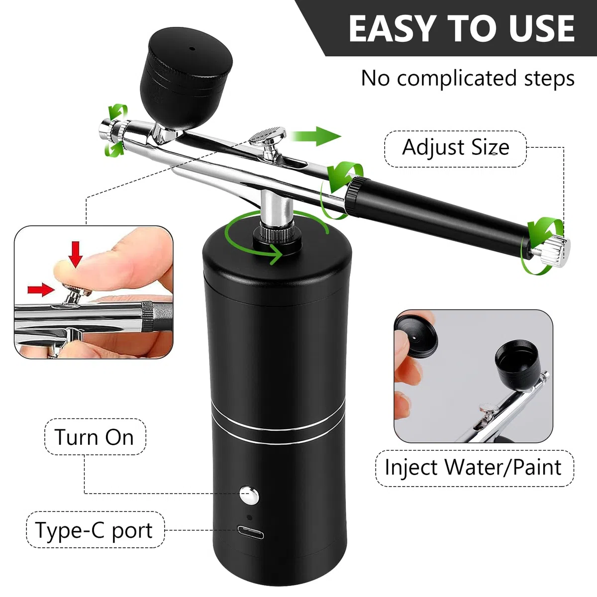 Airbrush Set Mit Kompressor,Wiederaufladbare Airbrush,Tragbare Air Brush Kompressor-Set,Wireless Airbrush Set For Makeup,Kuchendekoration,Nail Art,Tattoo-Modellierung,Wiederaufladbar