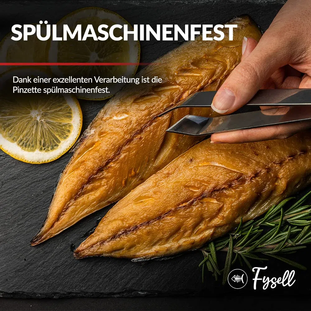 Grätenzangen 3er Set für Fisch aus gebürstetem Edelstahl – Grätenpinzette mit geradem Kopf – Fischpinzette zum präzisen Entfernen von Fischgräten – rostfrei & spülmaschinenfest