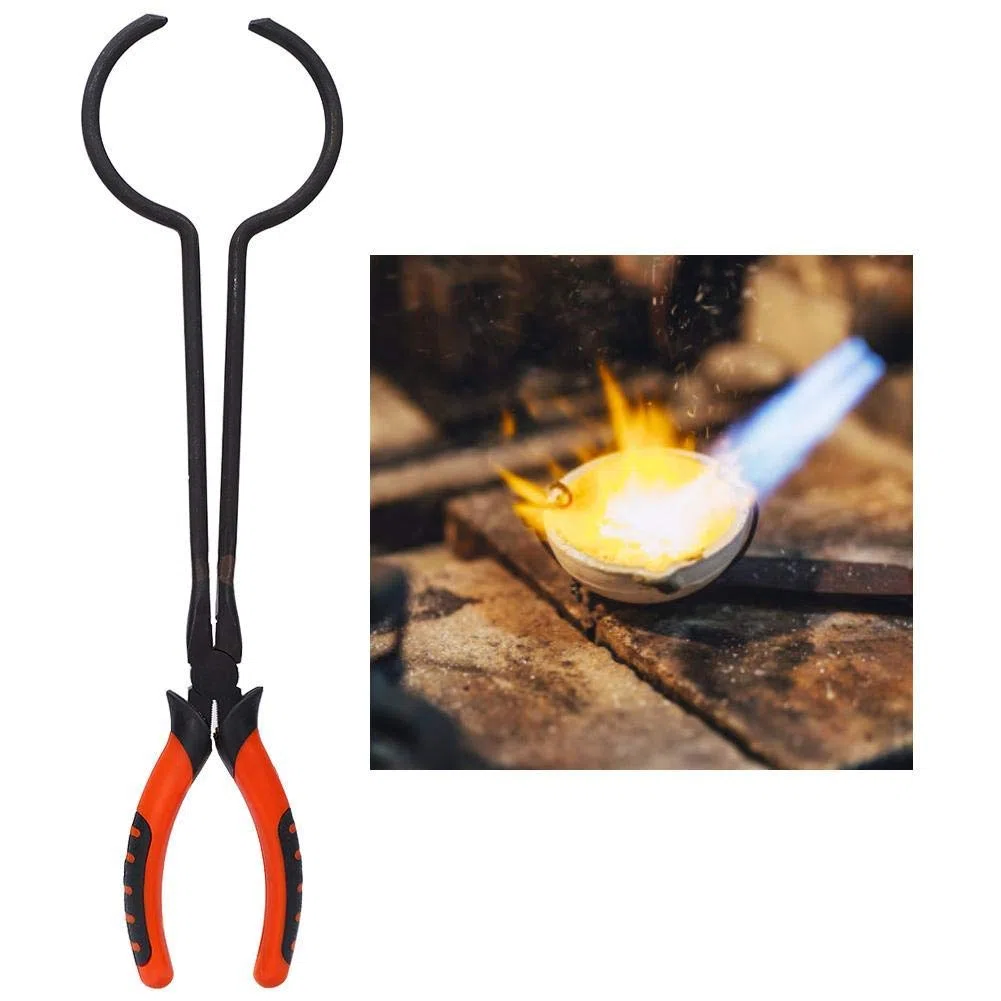 Tiegelzange Stahl Goldschmelzofen Halter Clamp für Edelmetallcasten und Schmuckherstellung – Profiwerkzeug für Metallforge und Kunstschmuck