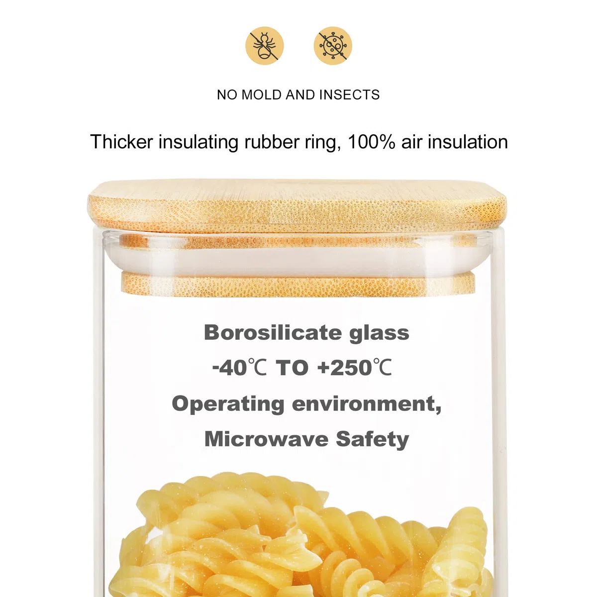 LIBWYS 8er Set Vorratsgläser mit Deckel Eckig Vorratsdose Glas - in 2 Größen: 1000 ml; 600ml