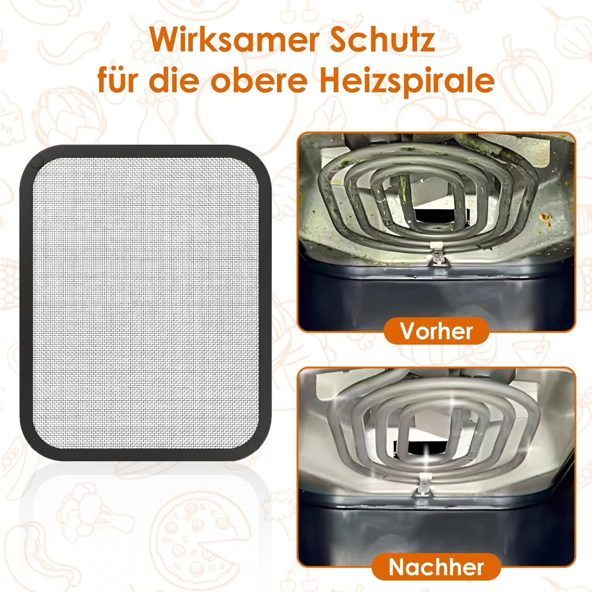 Edelstahl Spritzschutz für Cosori Airfryer 8,5L/ Dual Blaze TwinFry 10L, Feinmaschiger Fettspritzschutz, Heißluftfritteuse Zubehör Fettspritzschutz für Cosori CAF-R901-AEU 8,5L mit silikon außen