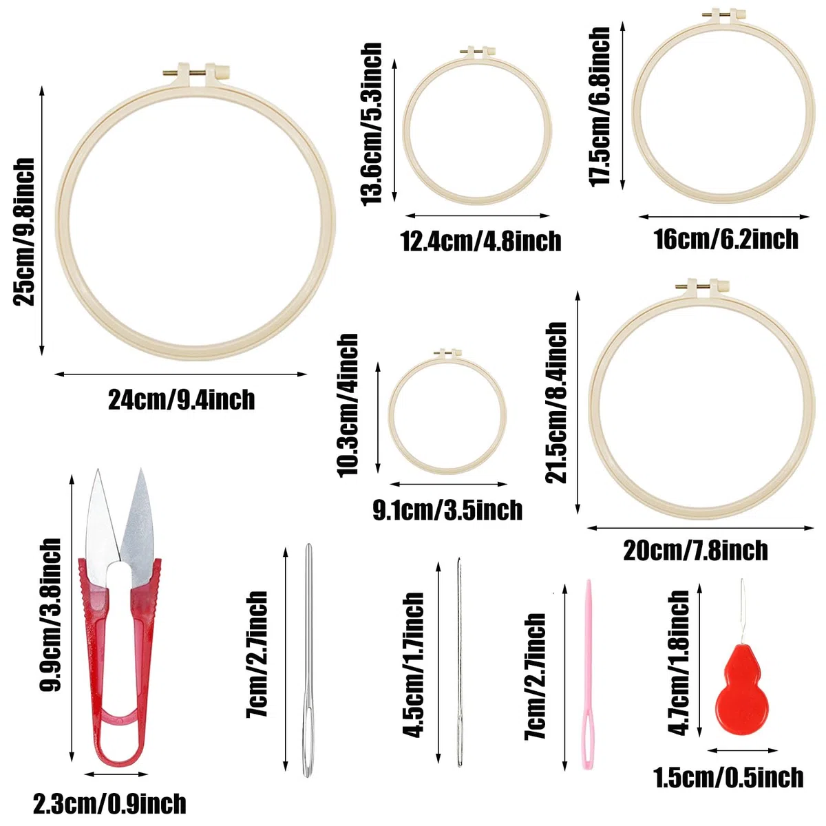 Woohome Stickerei Starter Kit Punch Needle Kit mit Stickrahmen, Stanznadeltuch, Garn, Punch Needle für Handwerk Stitching (21 Stück Starter Kits)