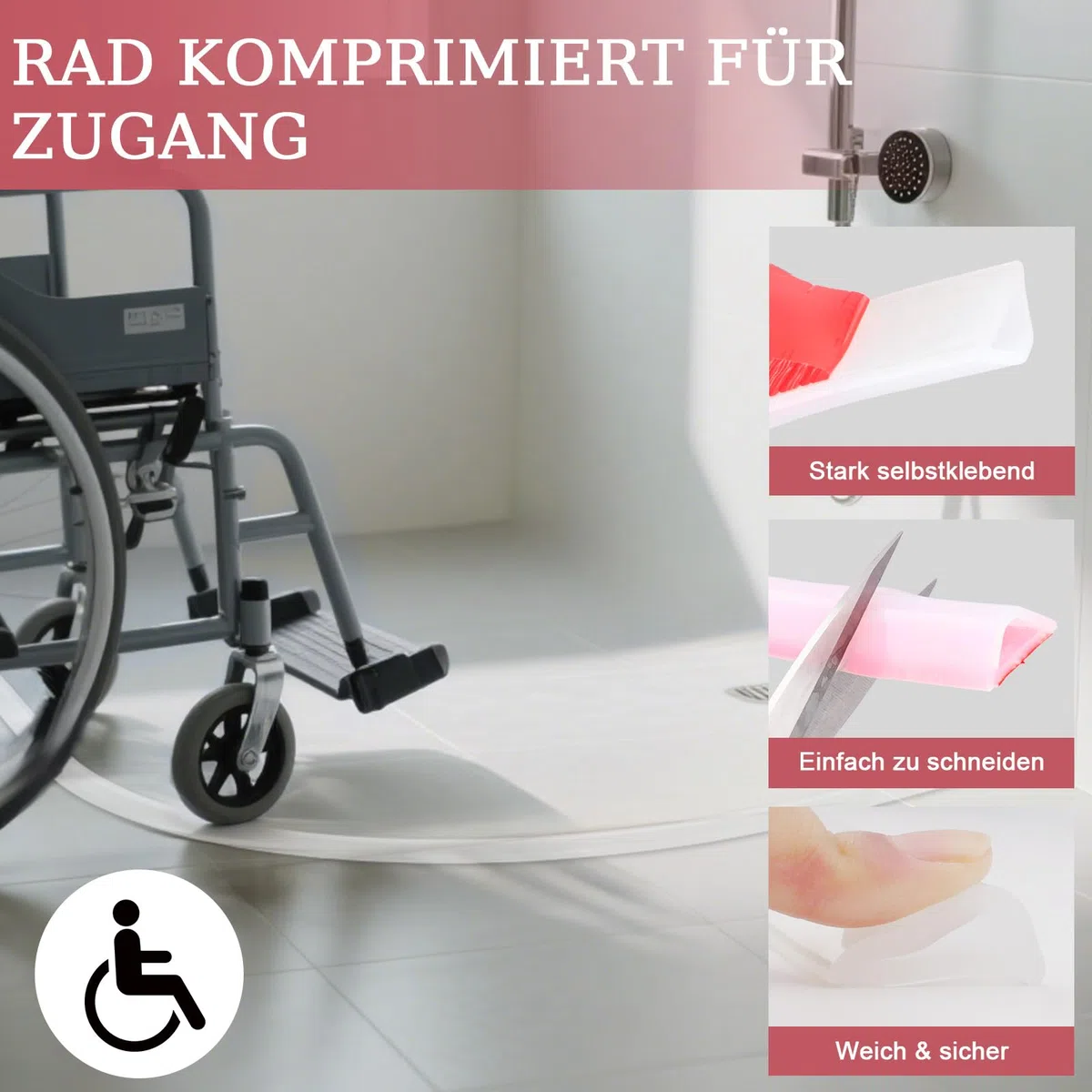 alophoty 100cm Schwallschutzleiste Dusche Selbstklebend Transparent - Silikon Wasserstopper Dusche Boden, Nass-Trocken-Trennung für Bad und Küche, Einfache Montage