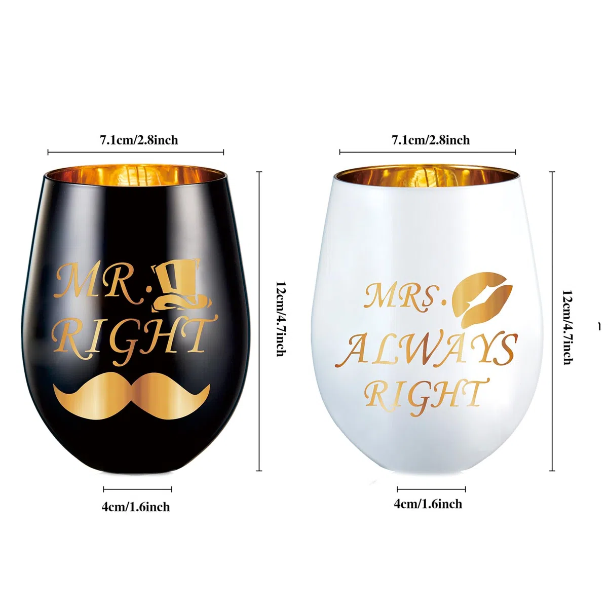 Mr Right Mrs Always Right Wine Glass, Hochzeitsgeschenke Für Brautpaar, Verlobungsgeschenk, Geschenk Hochzeit
