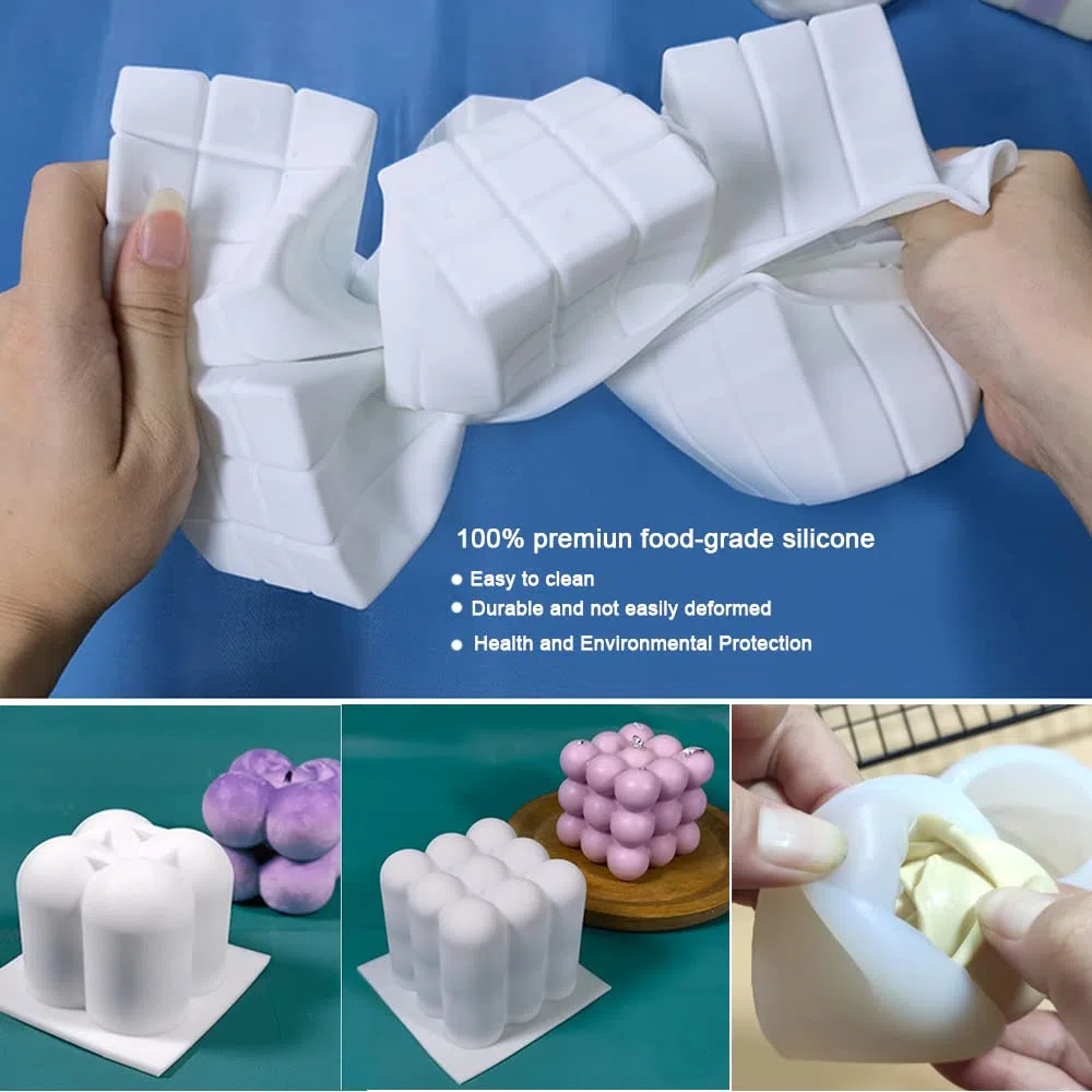 6Pcs Kerzenform Bubble Kerzen Kit, 3D DIY Silikonform Kerzen-Gießen Formen und Kerzendocht Set, GarnBall Rose Kerzenformen zumGießen als Heimdekorationen, DIY Duftkerze, Seife