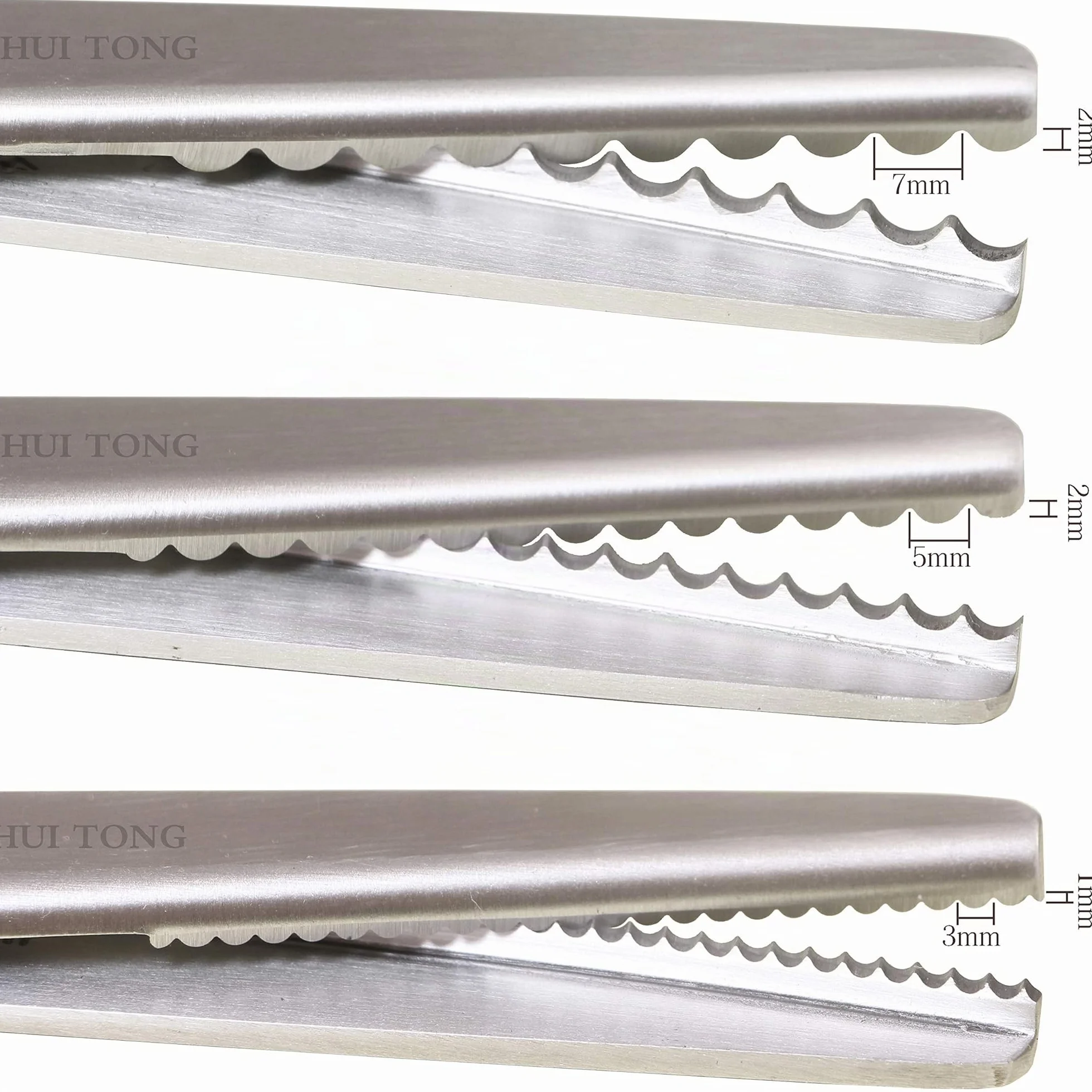 Hui Tong zackenschere stoff Robuste und Scharfe, Zickzackschere & Wellenschnitt Schere,3mm,5mm,7mm (Wellenschnitt 7mm)