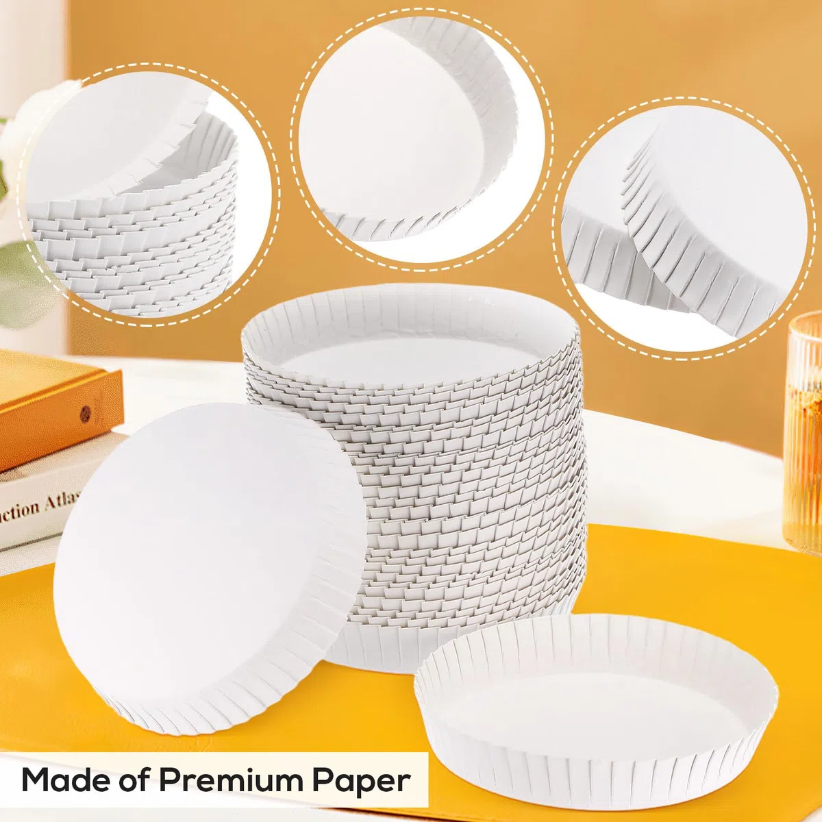 100 Stück Einweg Papier Tasse Deckel Auslaufsicher 7,5cm Weiß Disposable Glasabdeckung für Restaurants und Riegel zum Schutz von Getränken