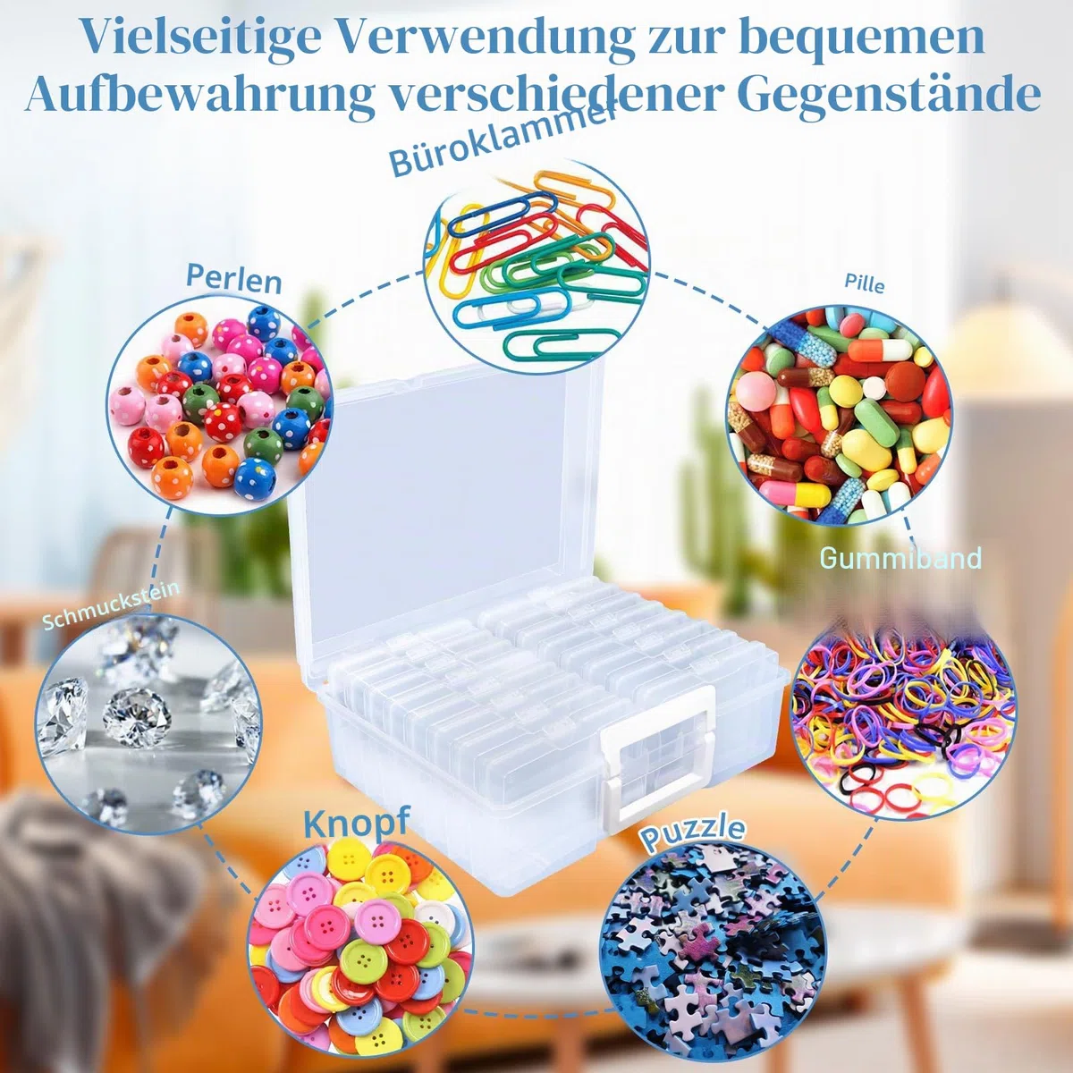 Fotoaufbewahrungsbox,16 Pcs Foto Organizer Kunststoff,Fotoboxen zur Aufbewahrung für Transparent mit Aufklebern,Foto Aufbewahrungsbehälter für Saatgut Handwerk Karten,Bürobedarf,Stempel