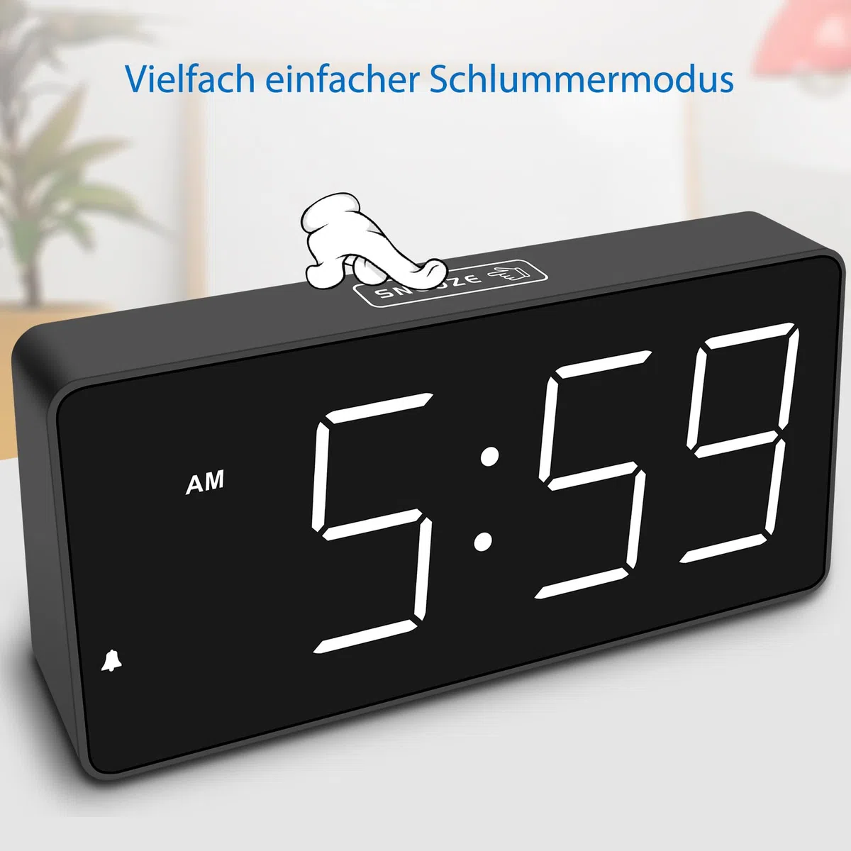 Eachui LED Wecker Digital mit Großen Zahlen, Wecker mit Ladestation, Helligkeit und Lautstärke Regelbar, Snooze, 12/24HR, Digital Uhr Netzbetrieben