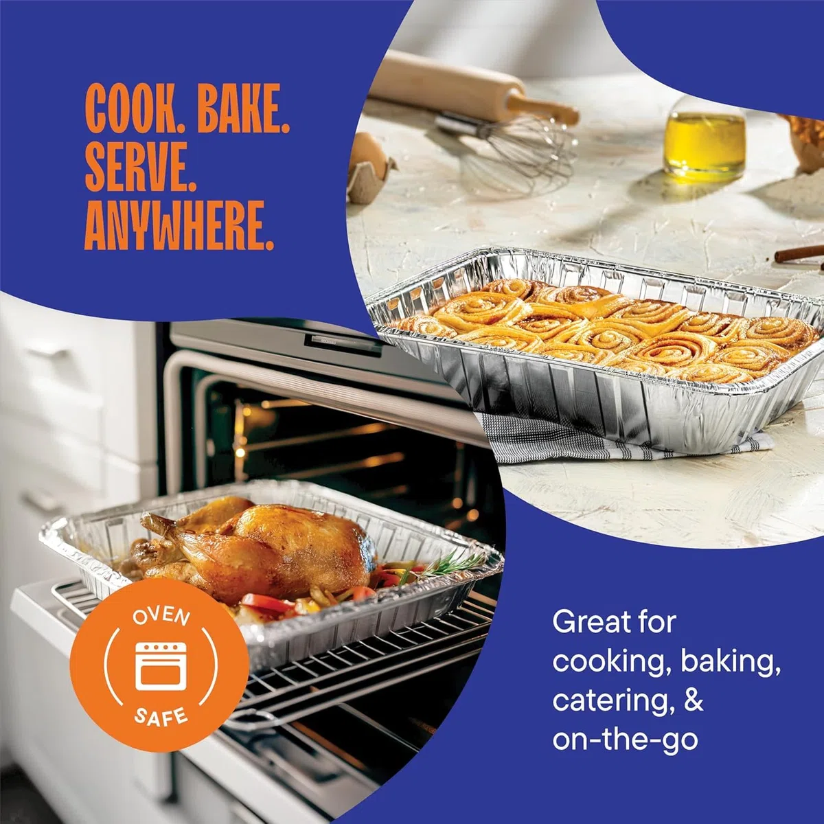 LATERN 20 Stück Große Backbleche aus Aluminiumfolie, 31 x 26 x 5CM Einweg Bräter Backofen Gefrierfach Kochen Backen Grillpfannen zum Party-Essen servieren Aufbewahrung zum Mitnehmen Catering-Container
