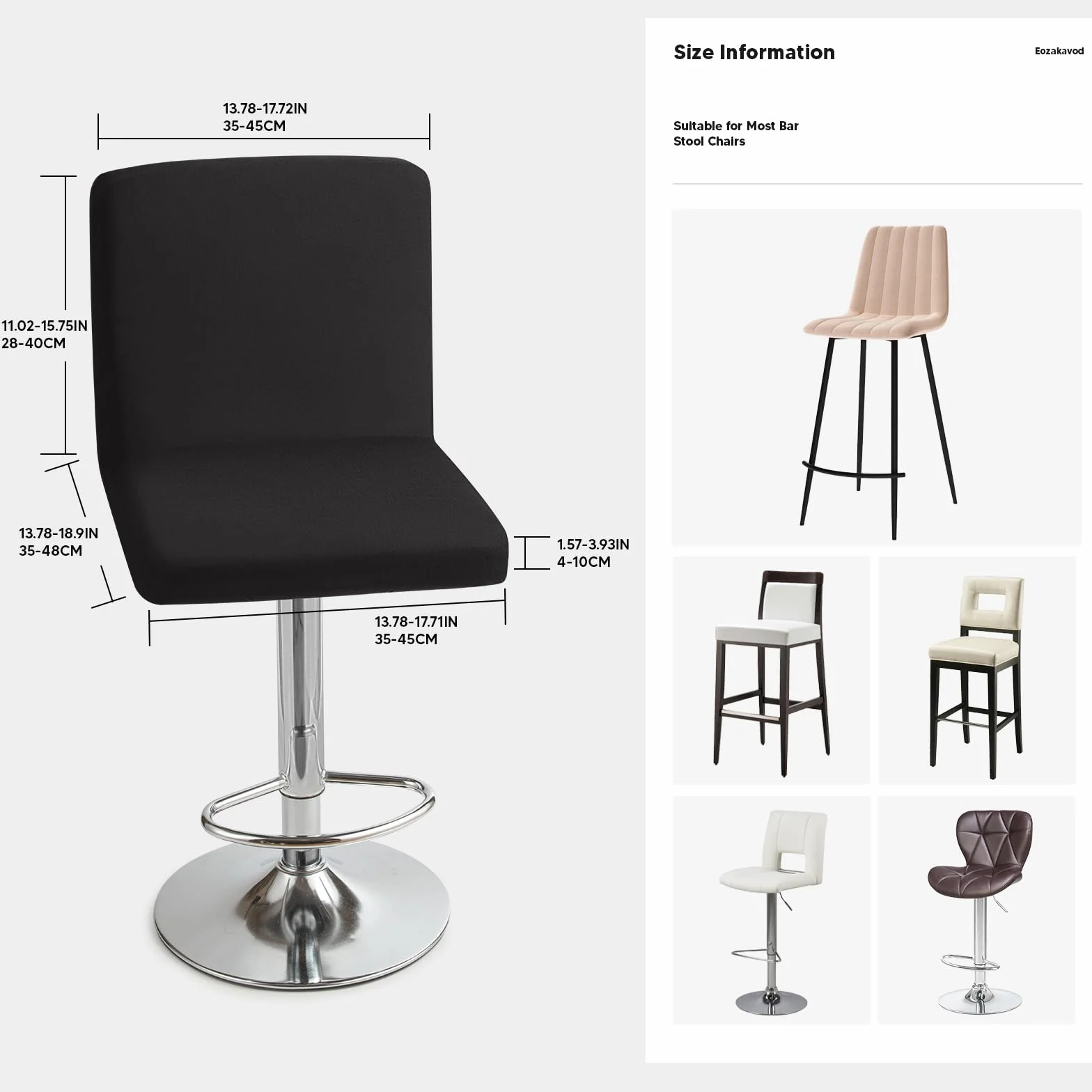 Barhocker-Schonbezüge, 2er Set Stylische Stuhlhussen Stretch-Stuhlbezug Einfache Reinigung Barhockerbezüge Universal Esszimmerstuhlbezüge für Bar & Esszimmer (Schwarz, 2er Set)