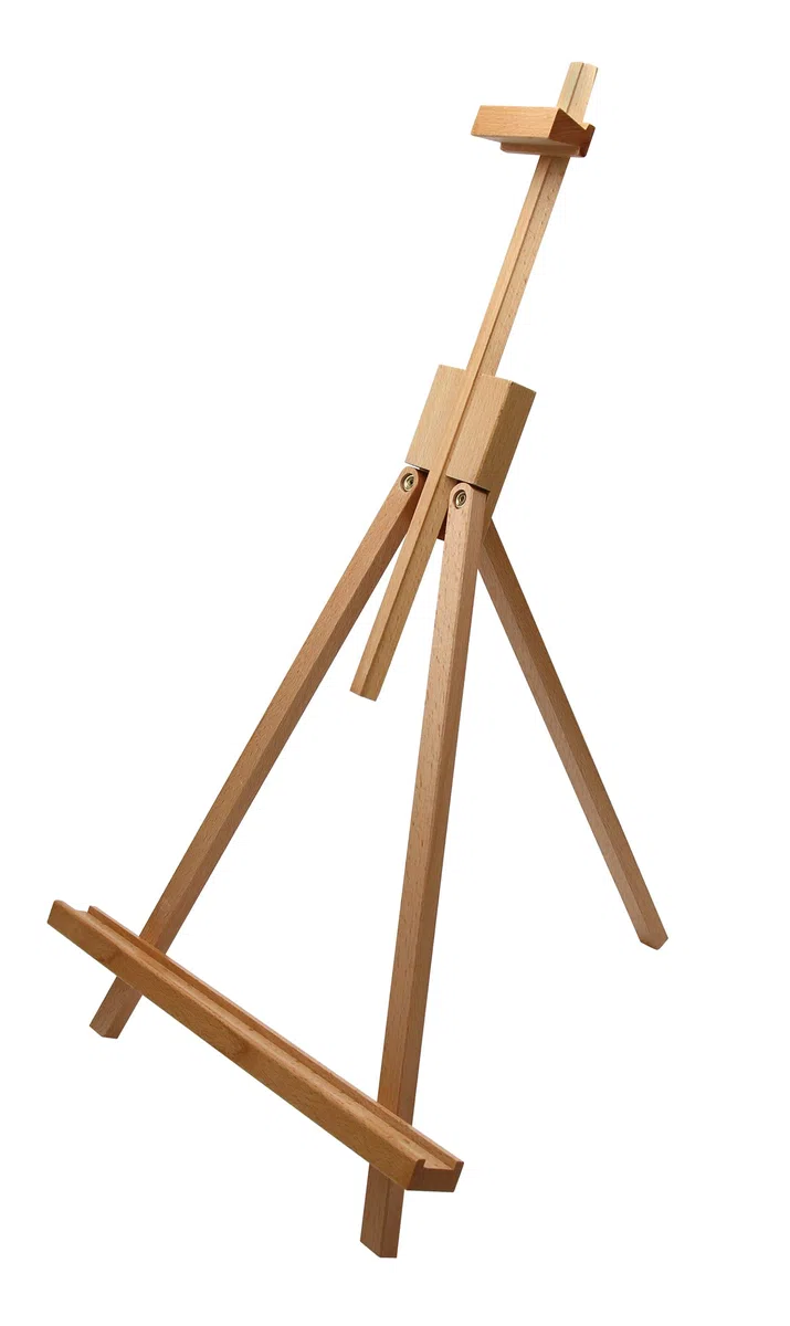 Paintersisters Display Staffelei Prato, Tischstaffelei aus Buchenholz, Sitzstaffelei für Keilrahmen bis 70 cm, klappbarer Bildhalter, Ministaffelei, Dreibein