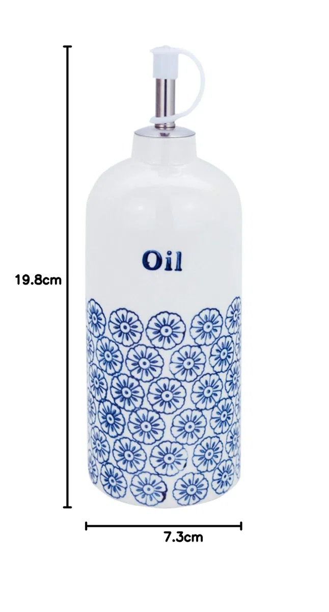 Nicola Spring Handgedruckte Olivenölgießflasche - 500ml - Marine